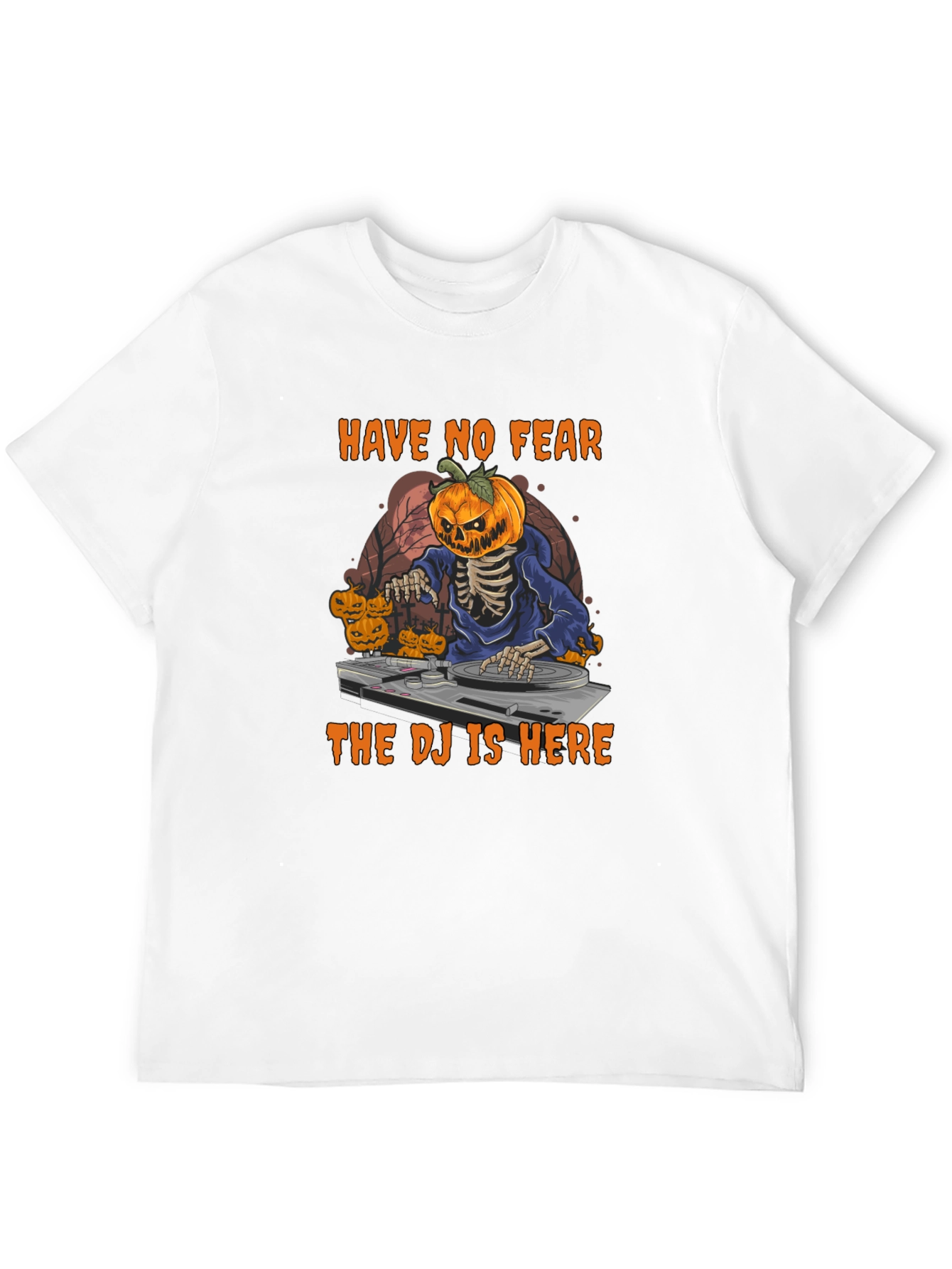 Halloween DJ Skeleton Pumpkin T-Shirt