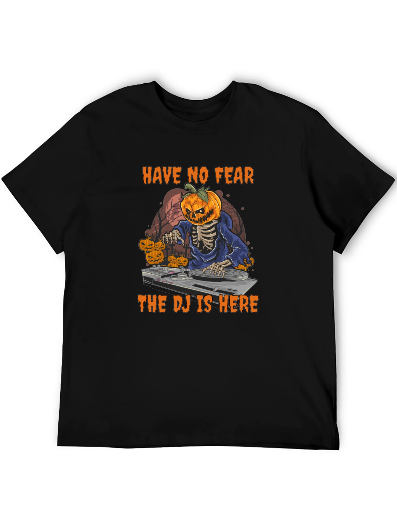 Halloween DJ Skeleton Pumpkin T-Shirt