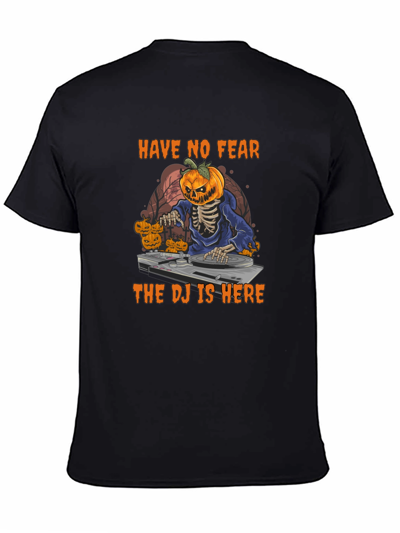 Halloween DJ Skeleton Pumpkin T-Shirt