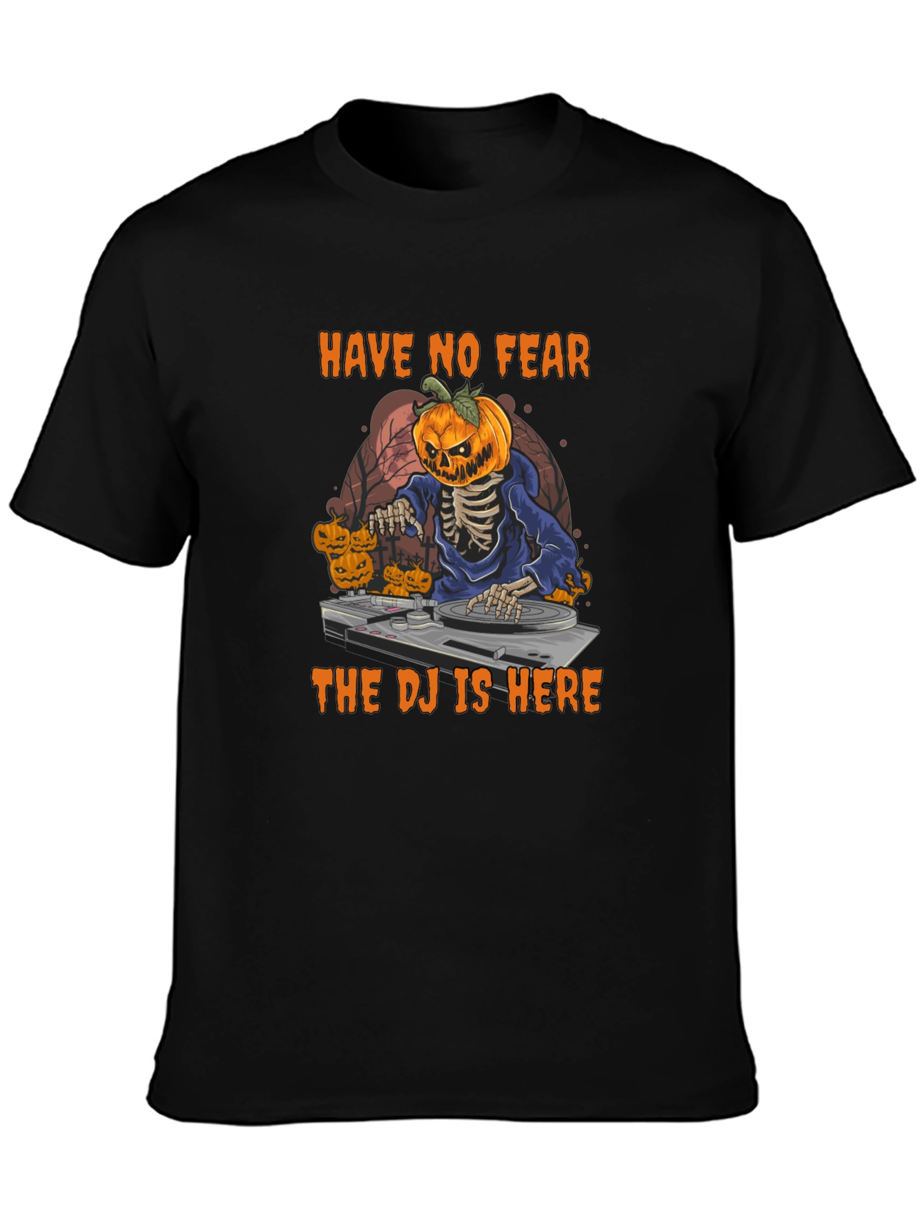 Halloween DJ Skeleton Pumpkin T-Shirt