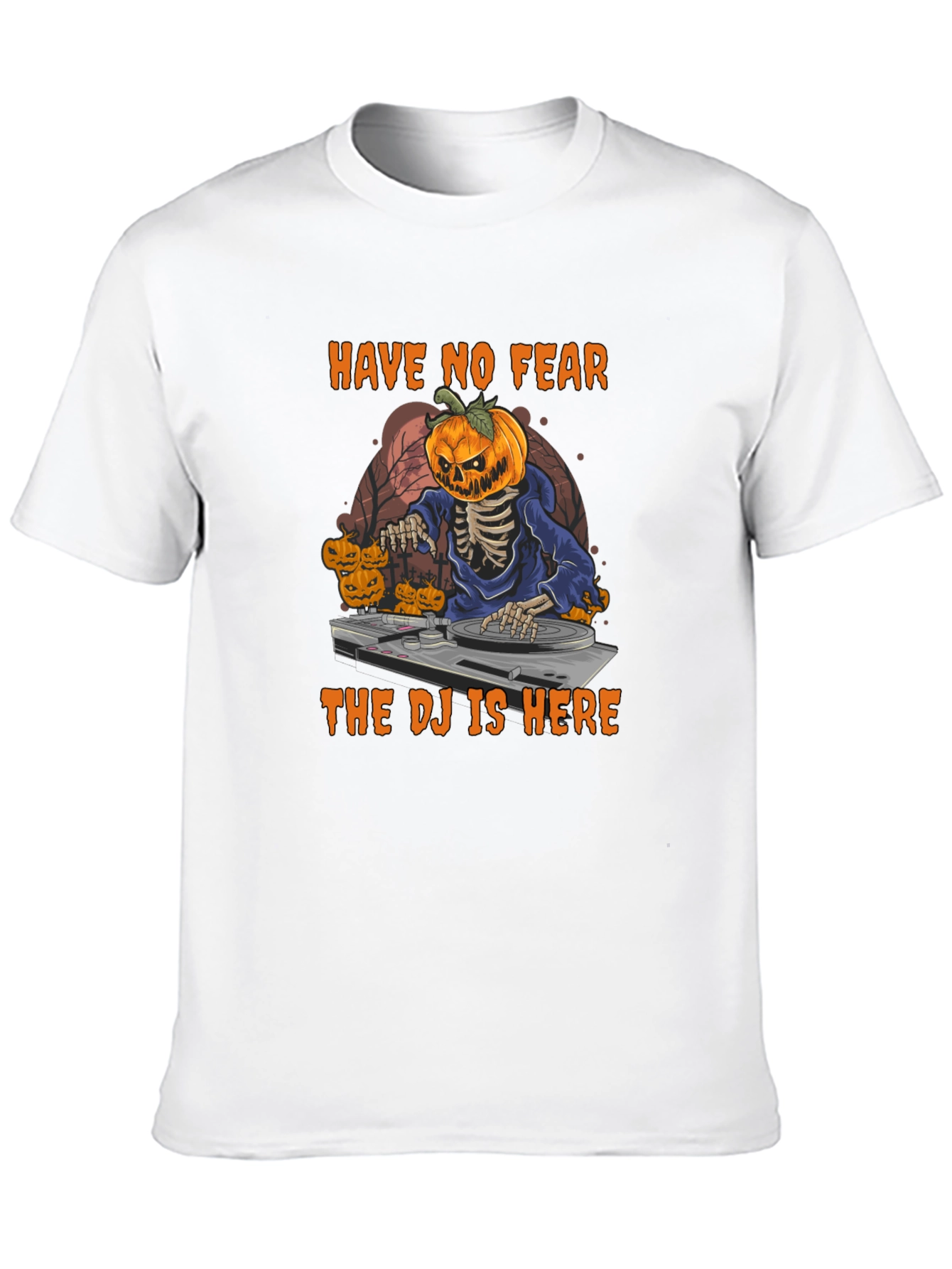 Halloween DJ Skeleton Pumpkin T-Shirt