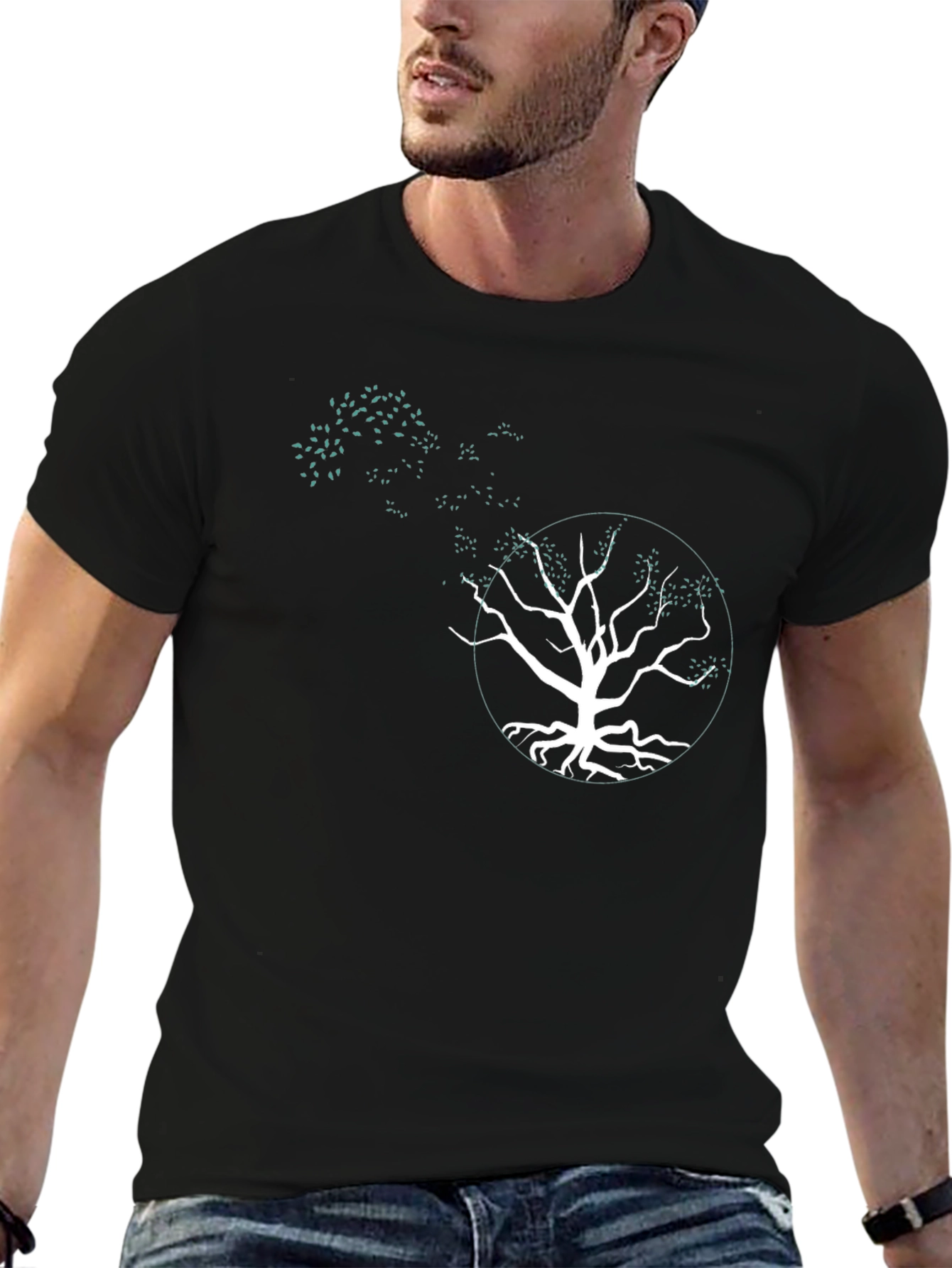 Black T-Shirt with Tree of Life Graphic
