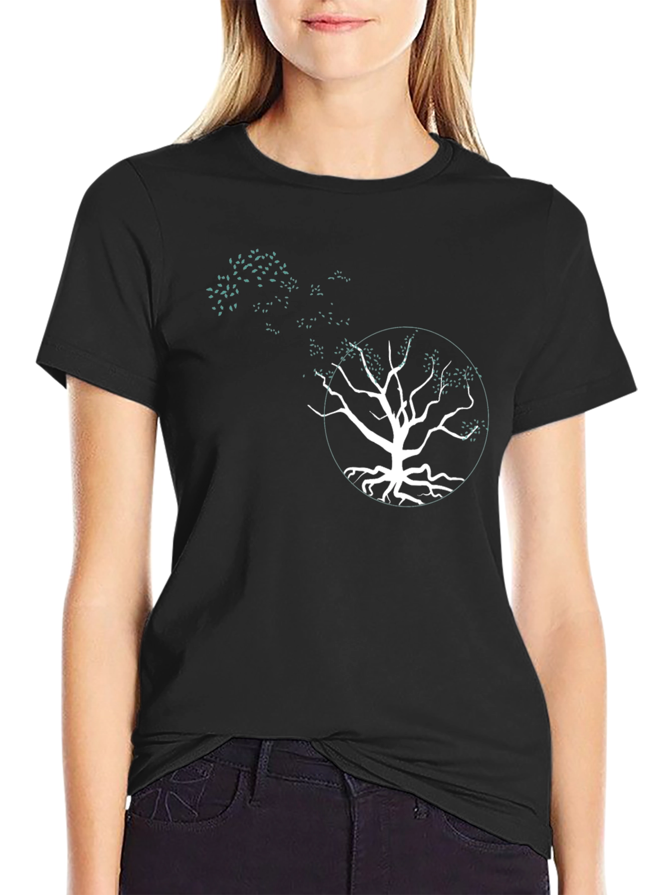 Black T-Shirt with Tree of Life Graphic