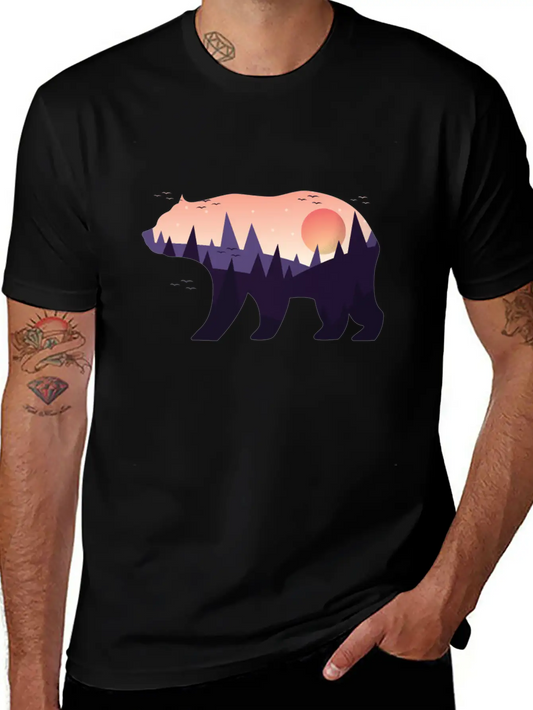 Landscape Grizzlybear Hiking Gift Unisex Casual T-Shirt – Clean Design For Daily Comfort