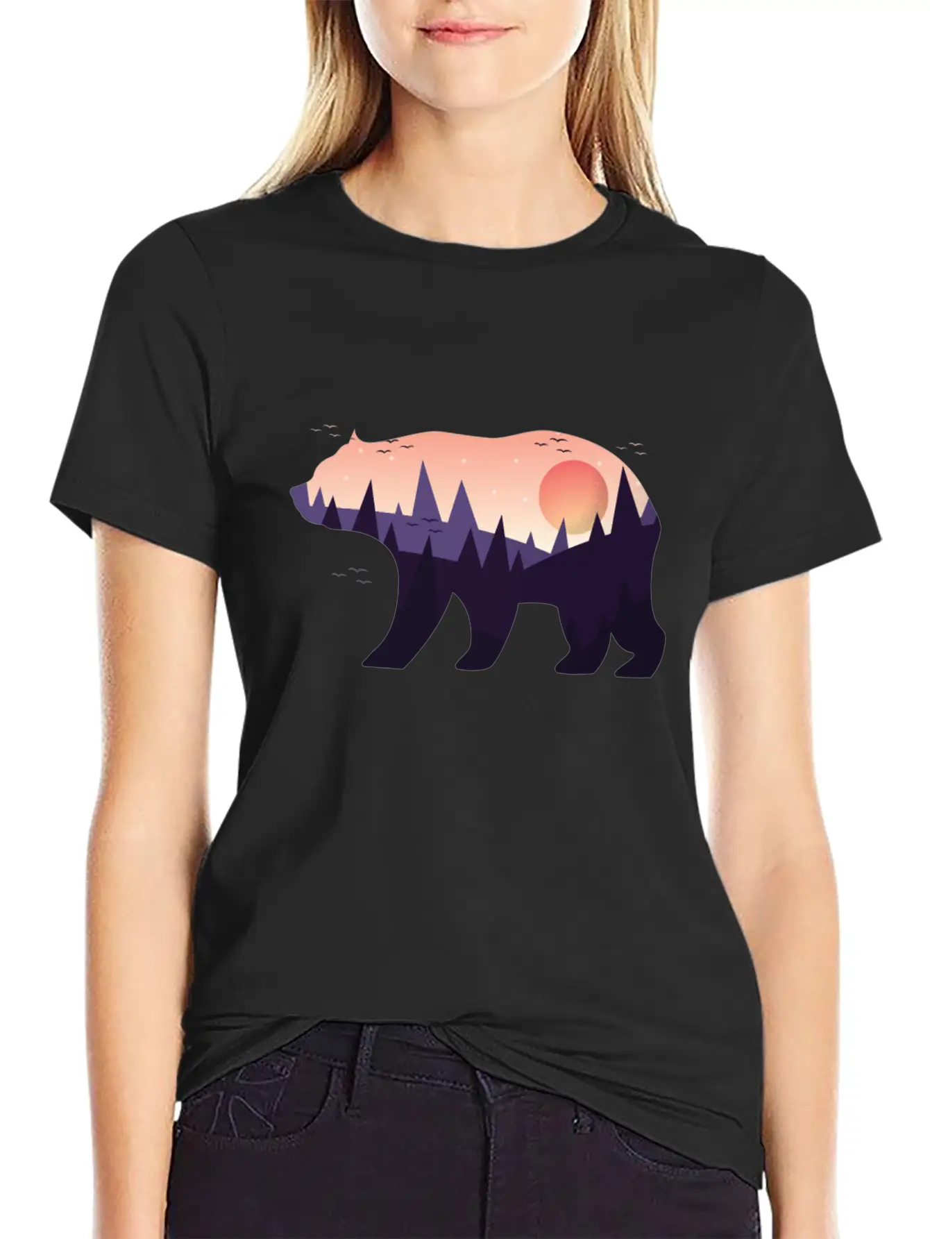 Landscape Grizzlybear Hiking Gift Unisex Casual T-Shirt – Clean Design For Daily Comfort