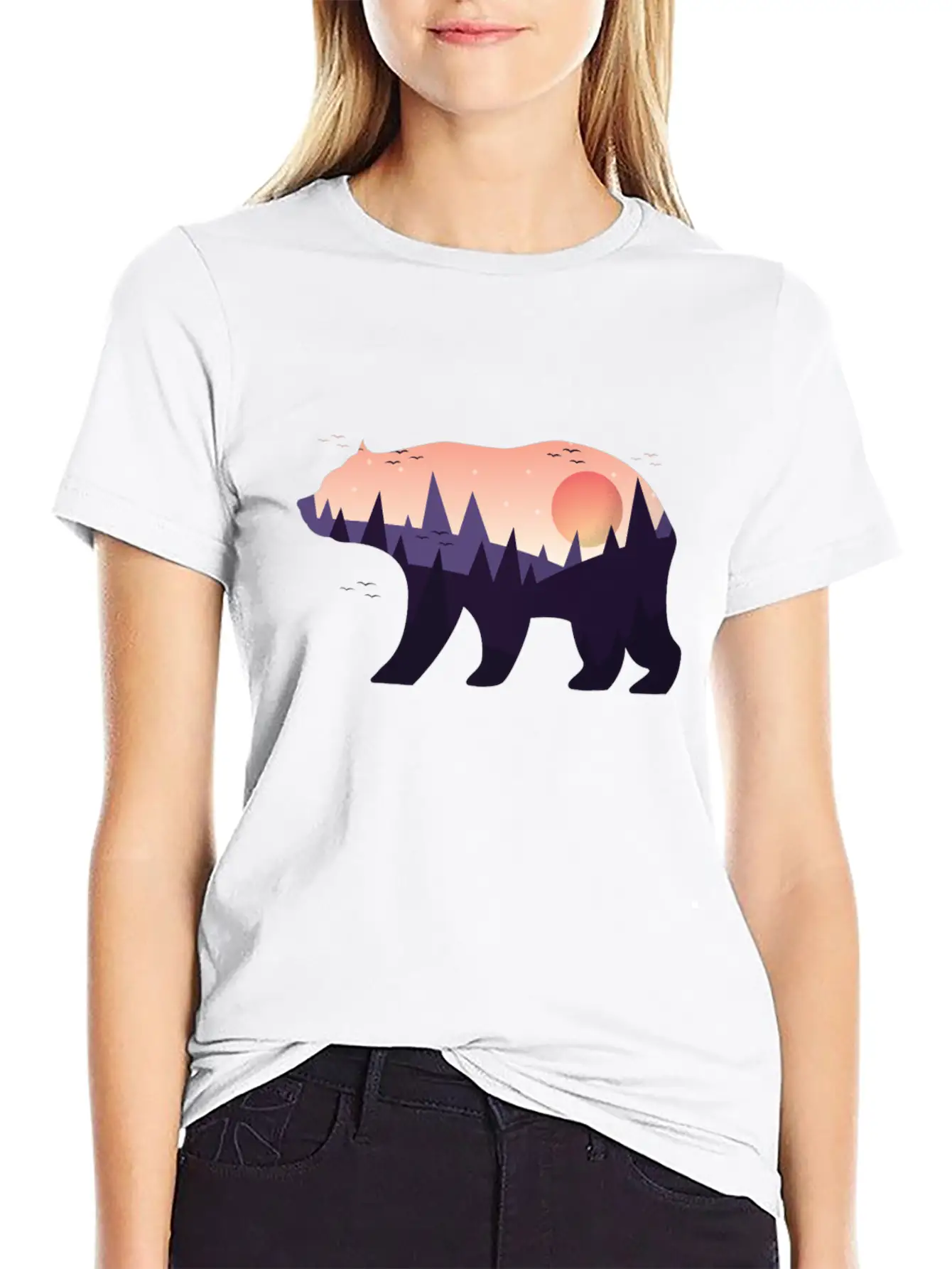 Landscape Grizzlybear Hiking Gift Unisex Casual T-Shirt – Clean Design For Daily Comfort