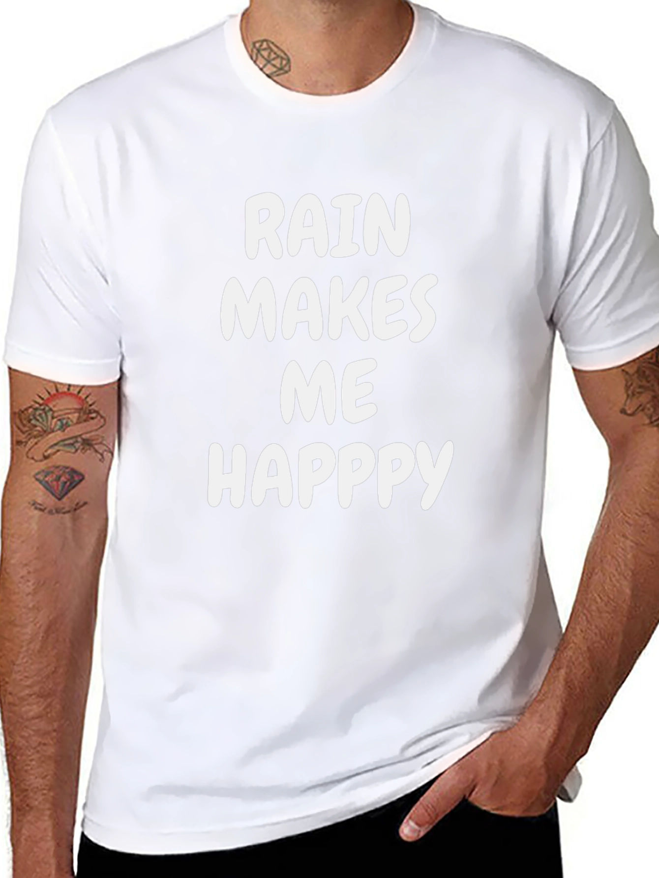 Rain Makes Me Happy Graphic Tee - Black