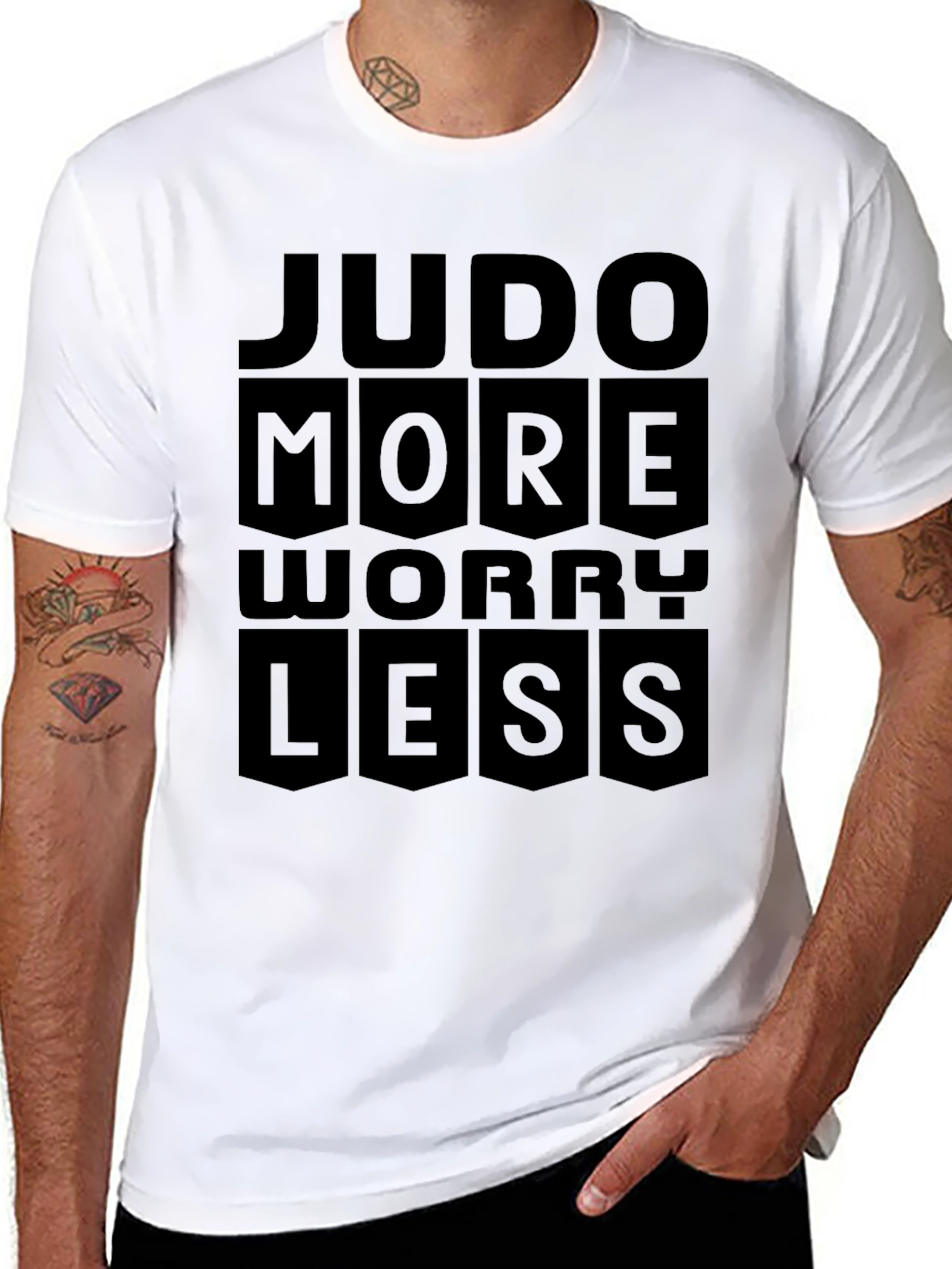 Judo More Worry Less Black Graphic T-Shirt