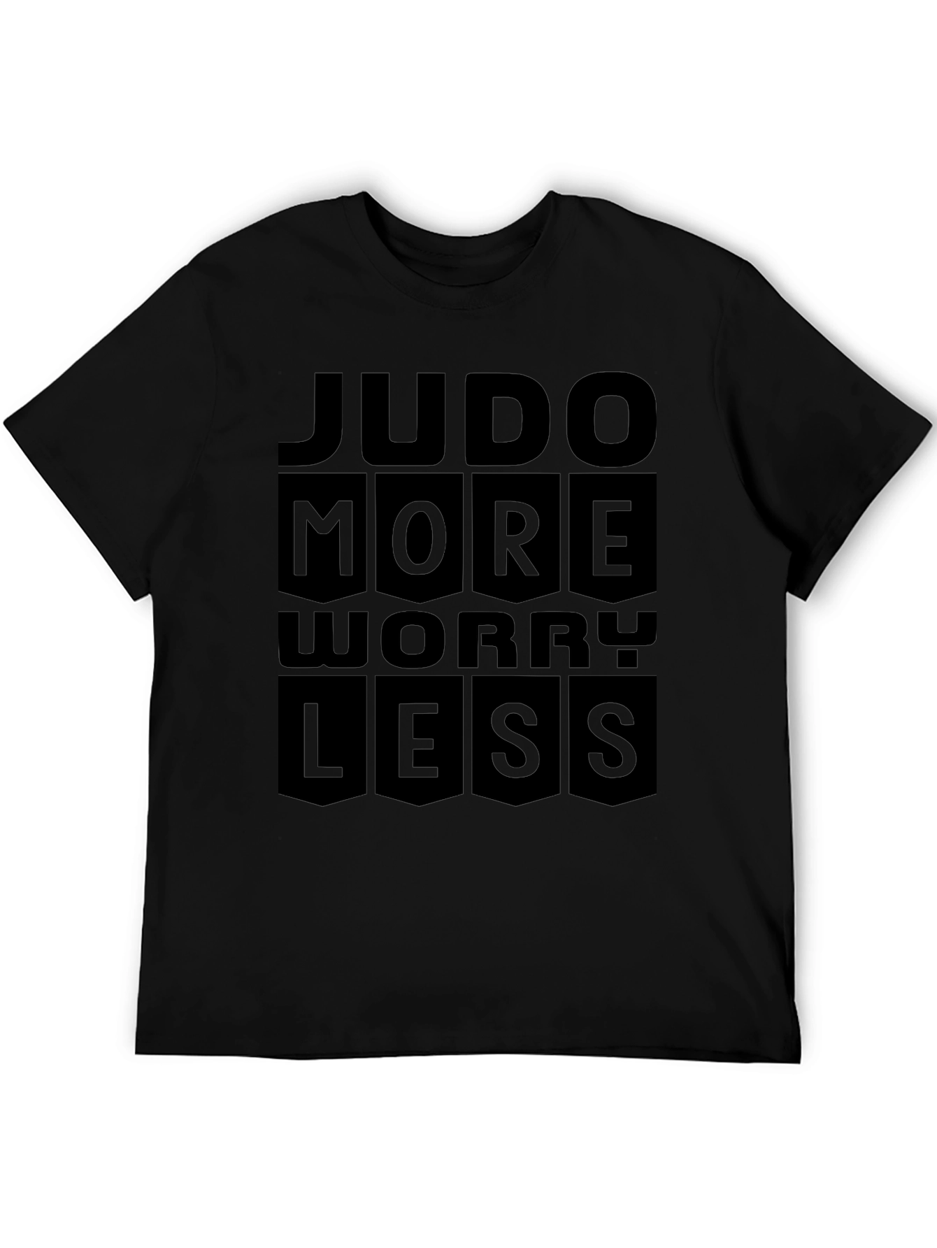 Judo More Worry Less Black Graphic T-Shirt