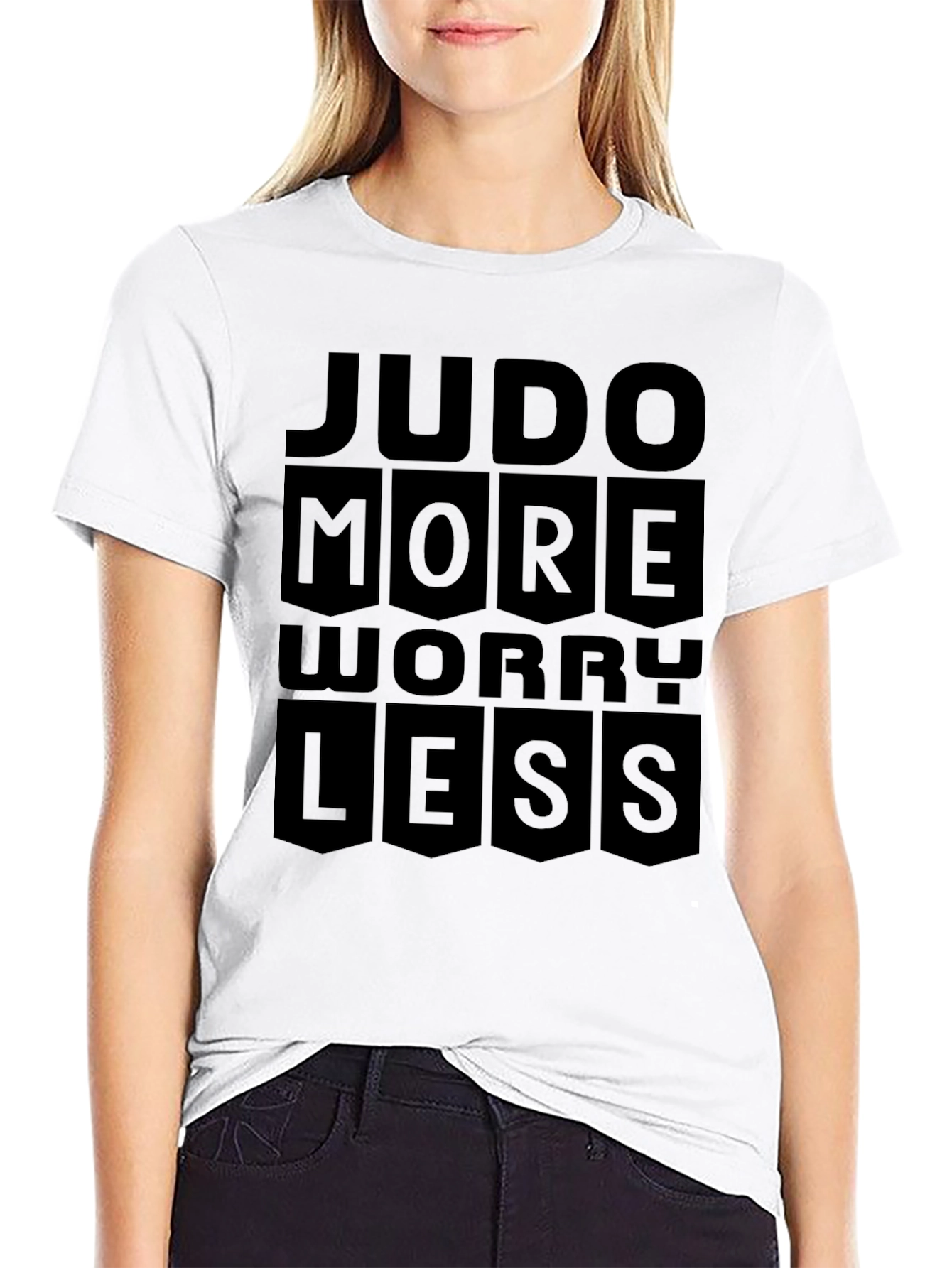 Judo More Worry Less Black Graphic T-Shirt