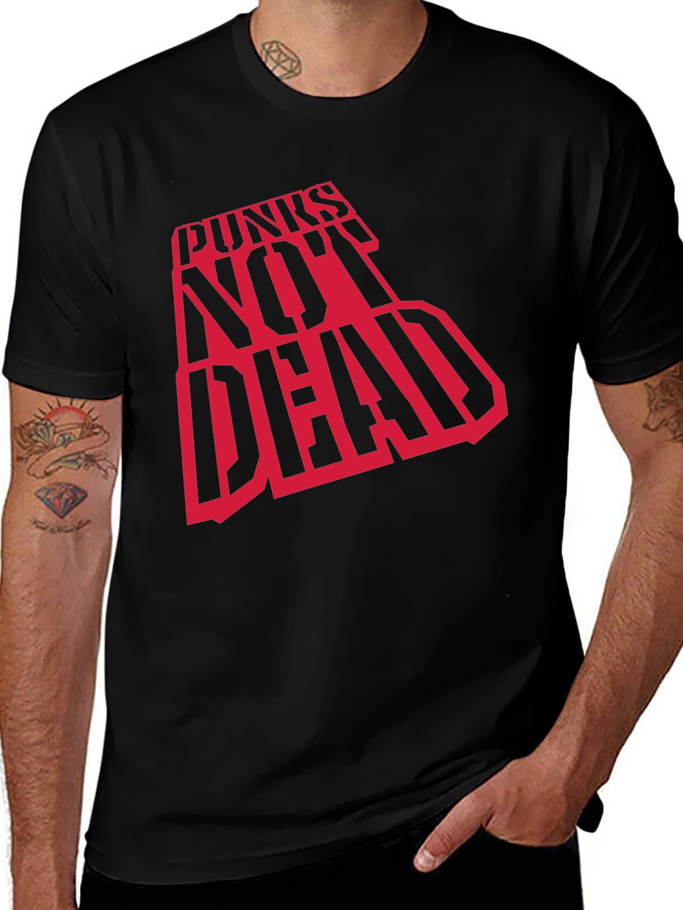 Punks Not Dead Graphic Tee - Black Cotton T-Shirt