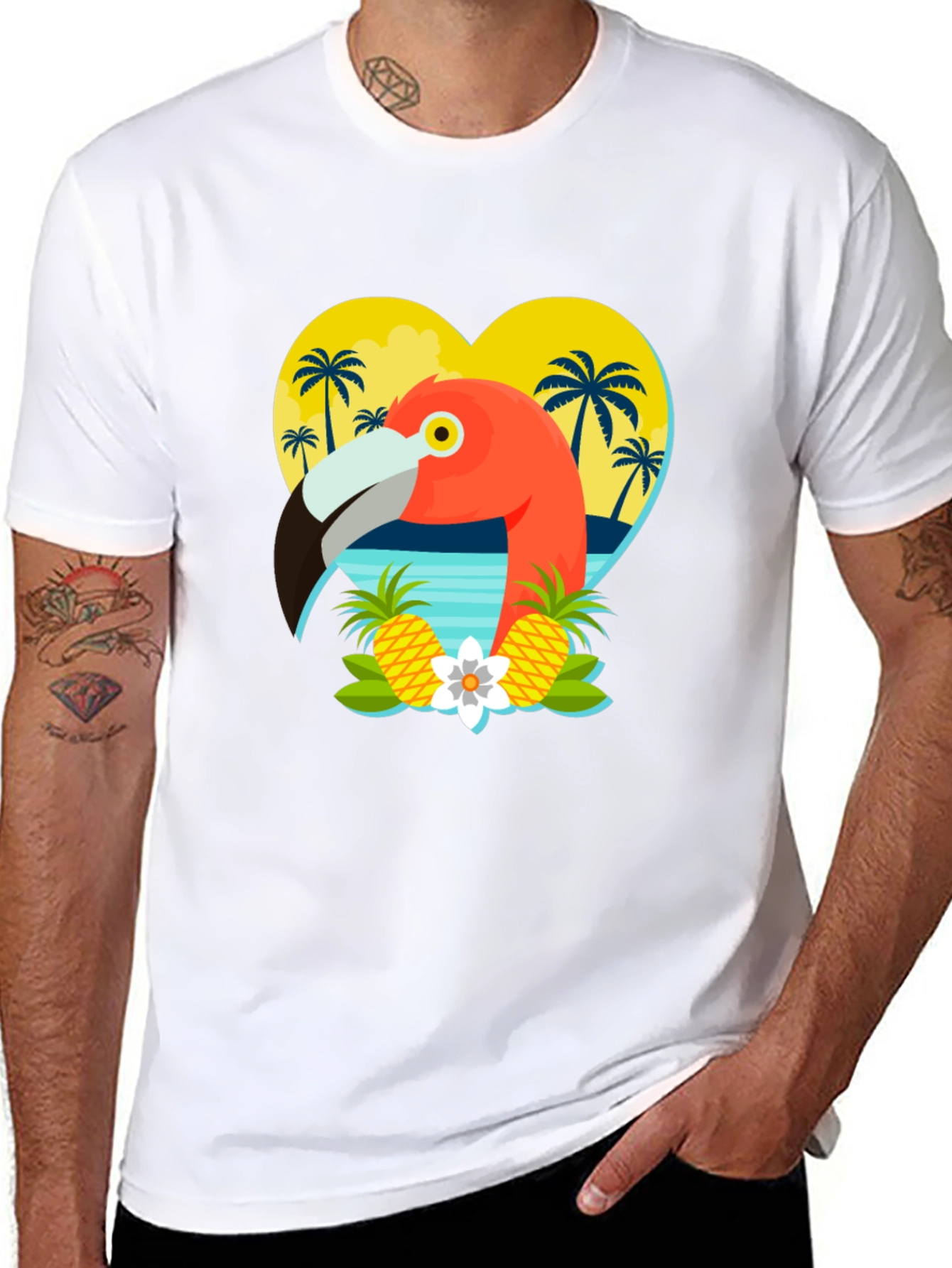Tropical Flamingo Graphic T-Shirt