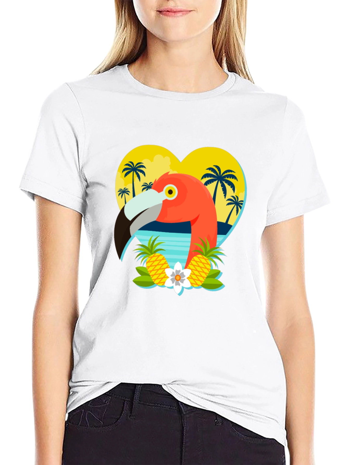 Tropical Flamingo Graphic T-Shirt