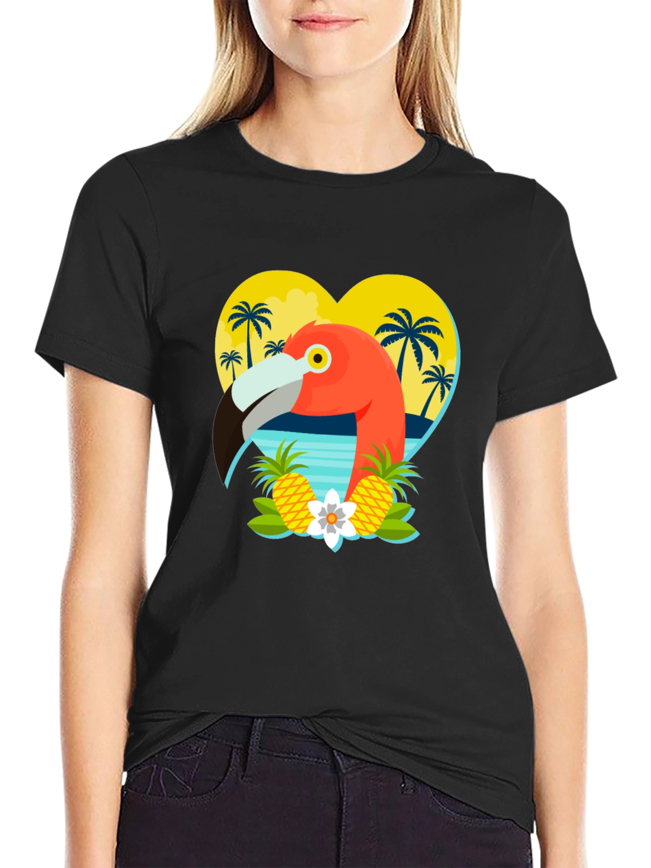 Tropical Flamingo Graphic T-Shirt