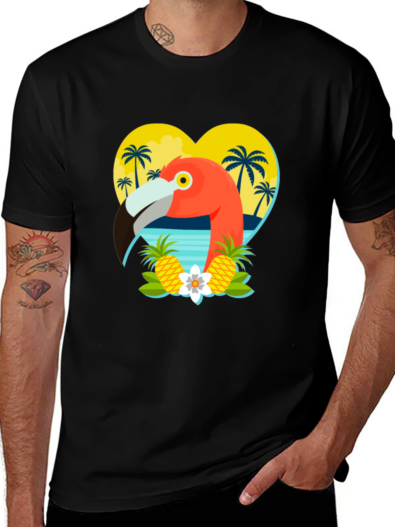 Tropical Flamingo Graphic T-Shirt