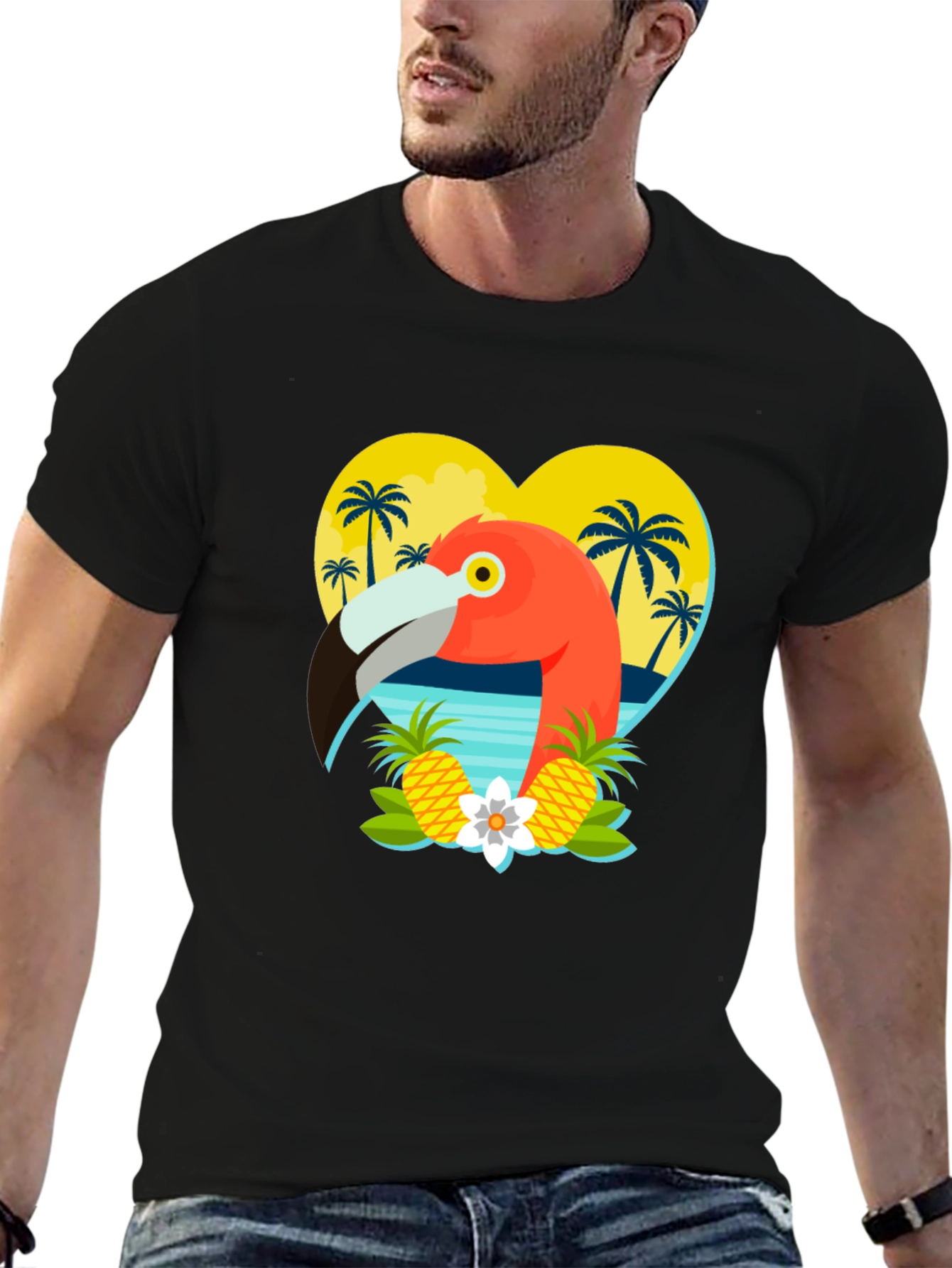 Tropical Flamingo Graphic T-Shirt