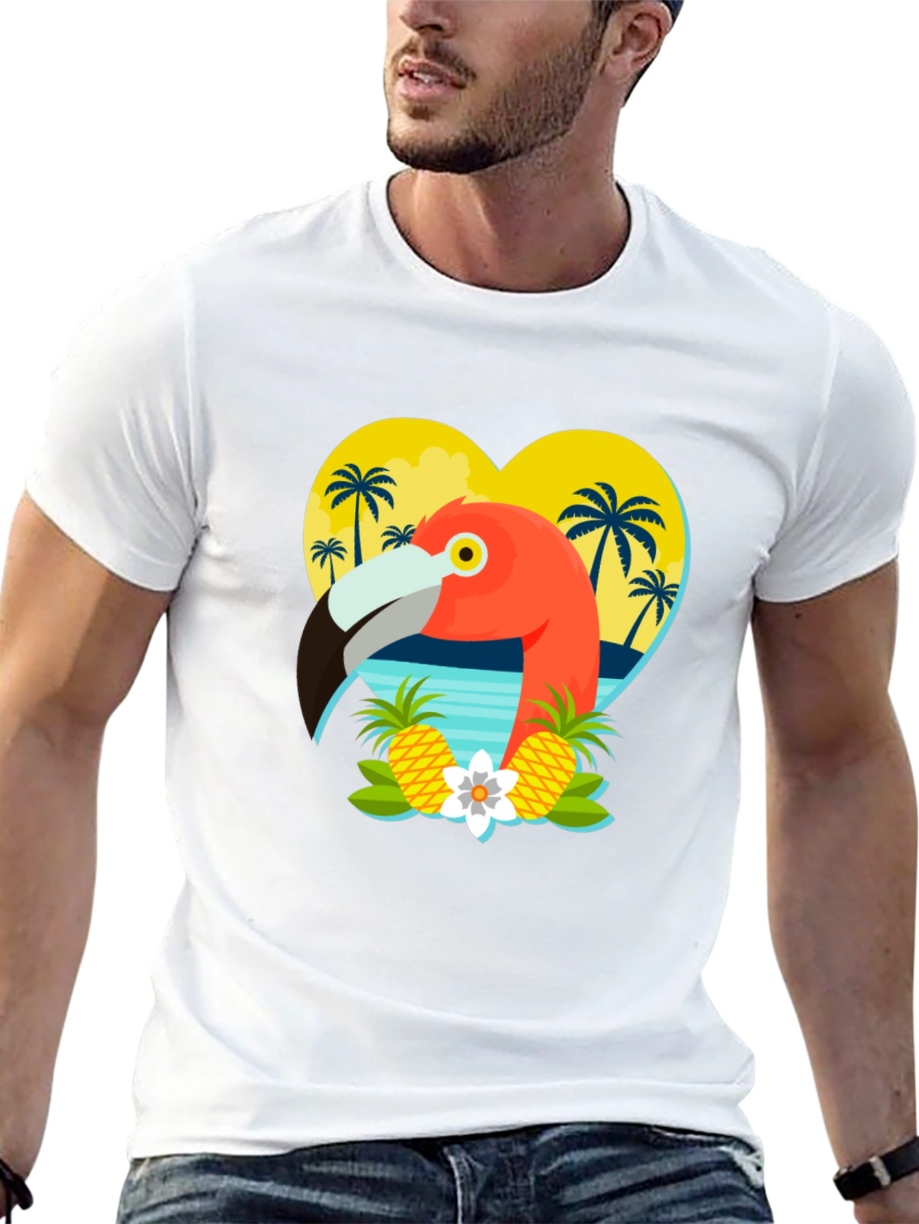 Tropical Flamingo Graphic T-Shirt