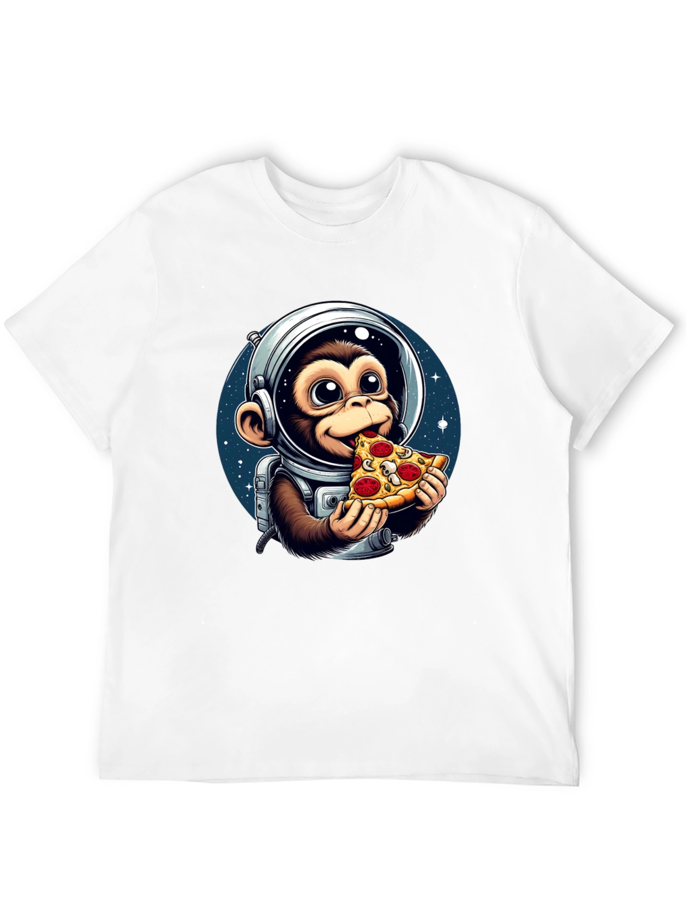 Monkey Astronaut Eating Pizza T-Shirt