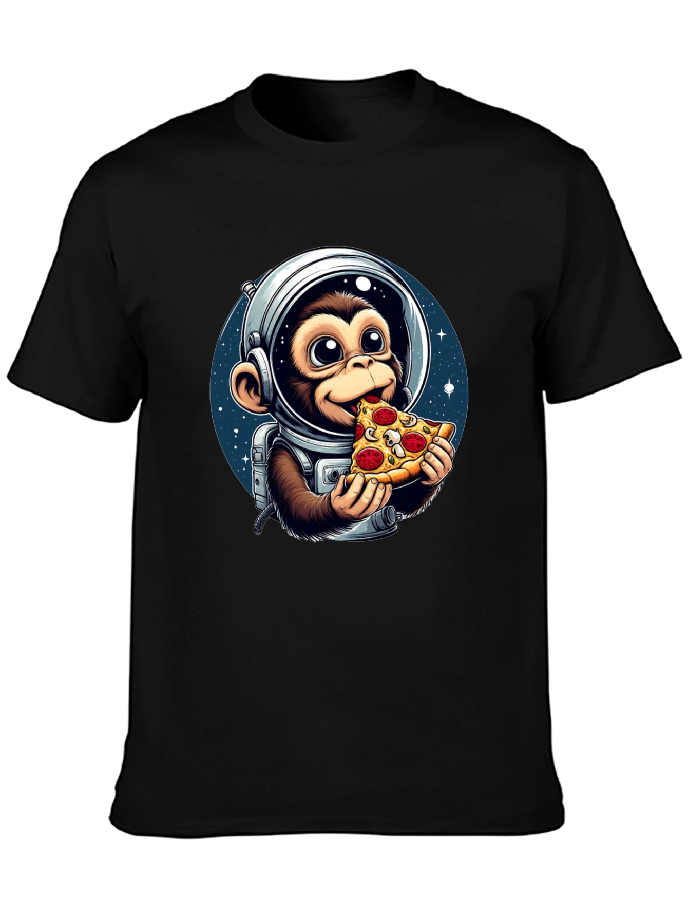 Monkey Astronaut Eating Pizza T-Shirt