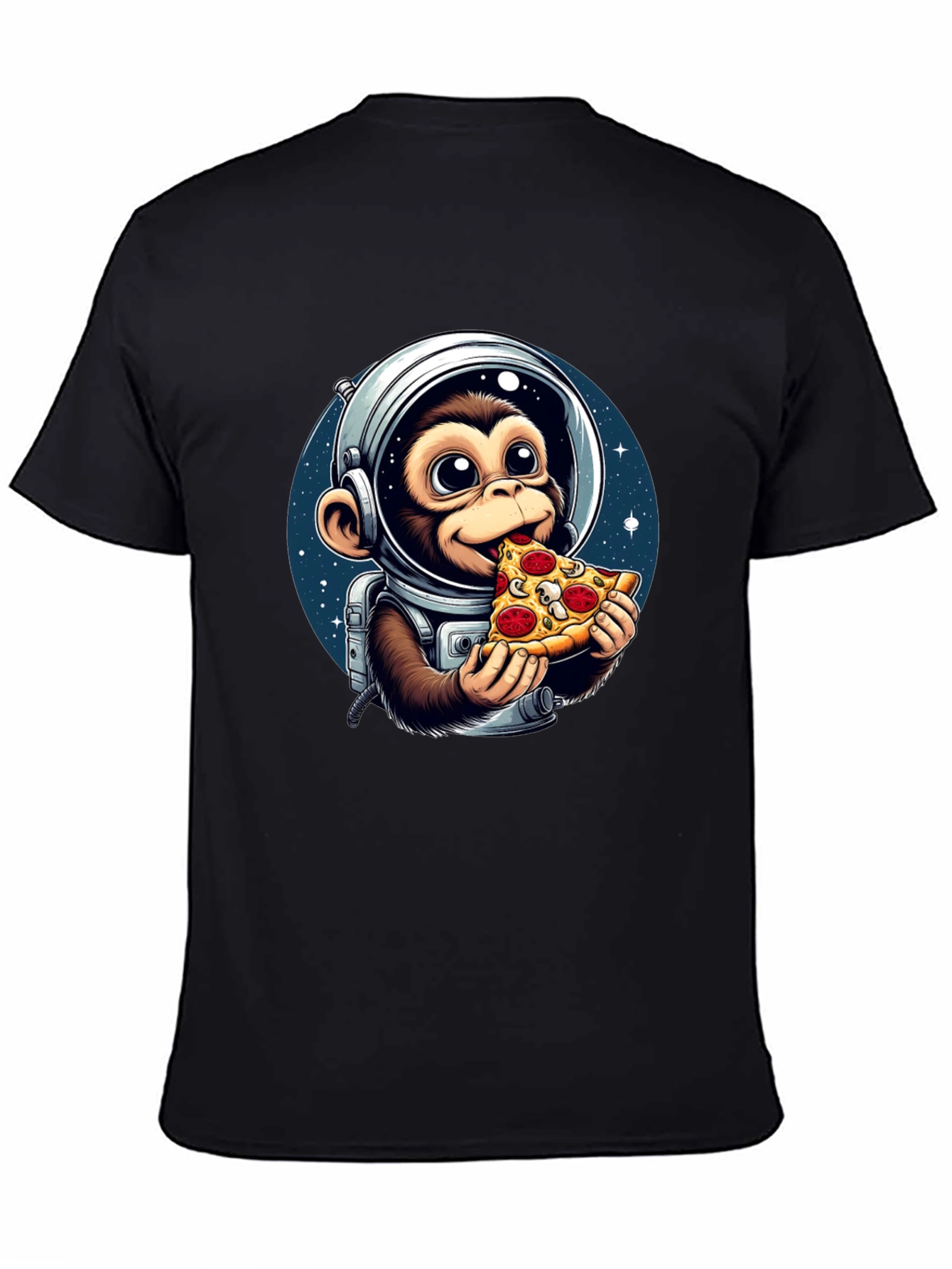 Monkey Astronaut Eating Pizza T-Shirt