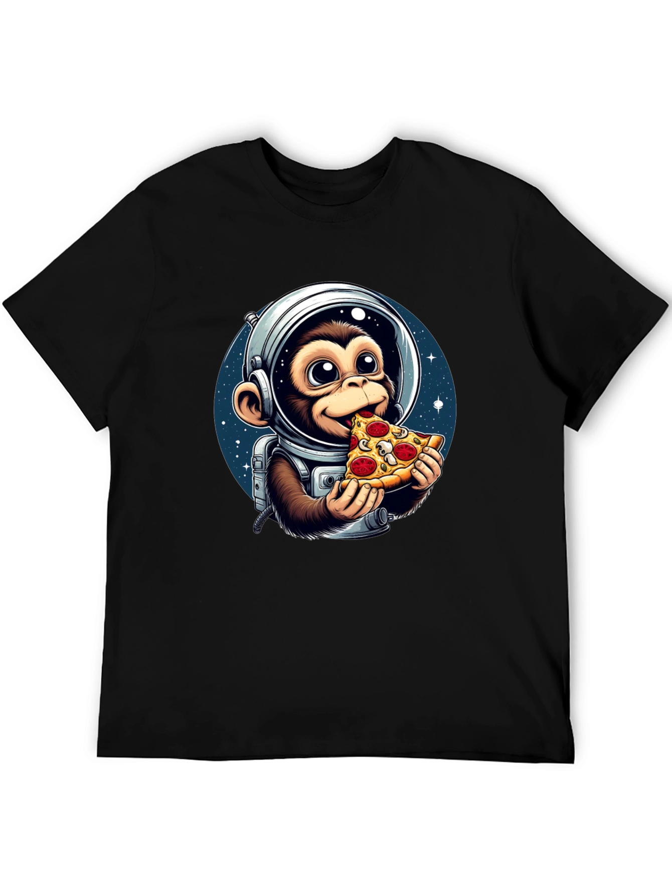 Monkey Astronaut Eating Pizza T-Shirt