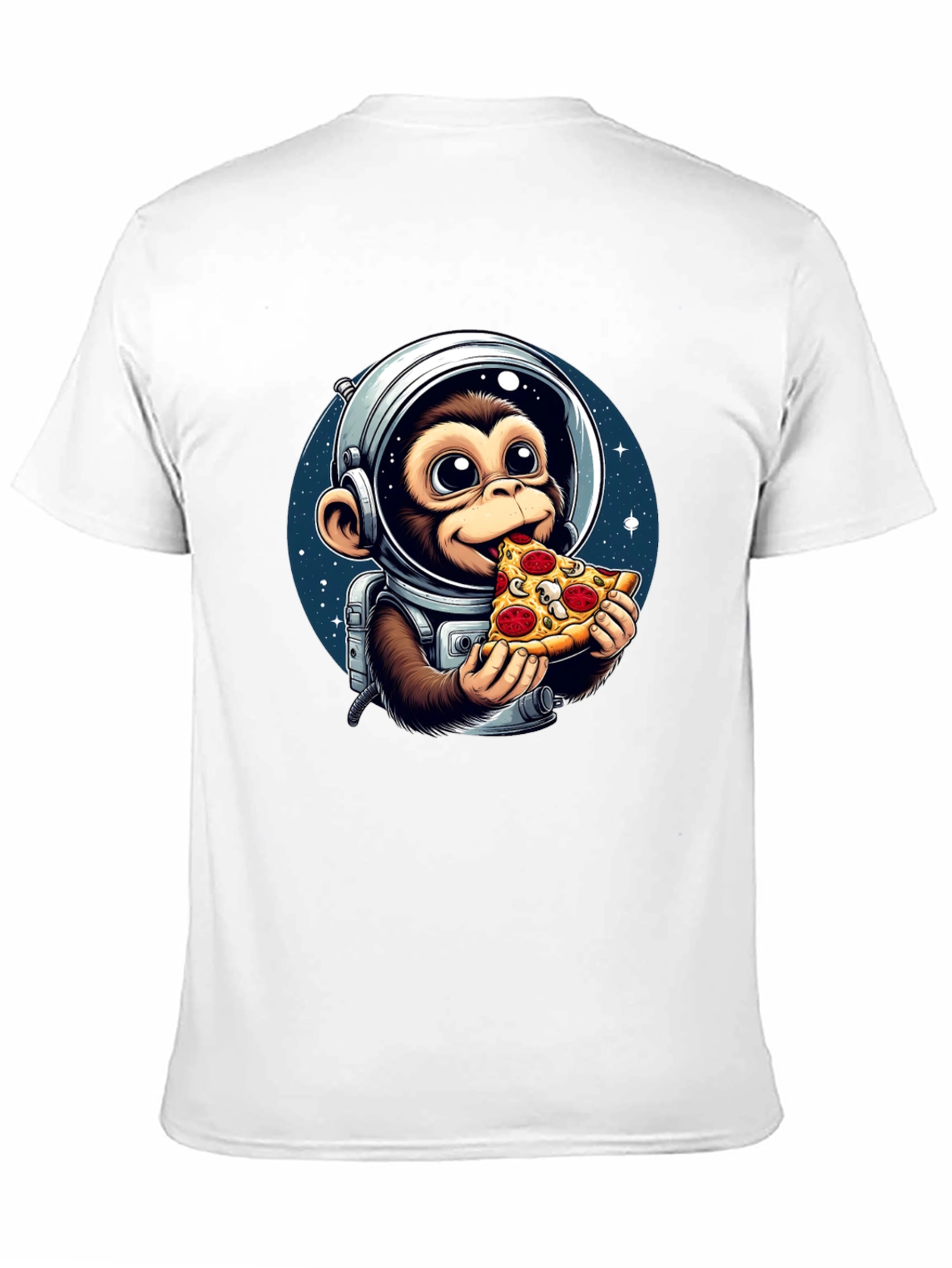 Monkey Astronaut Eating Pizza T-Shirt