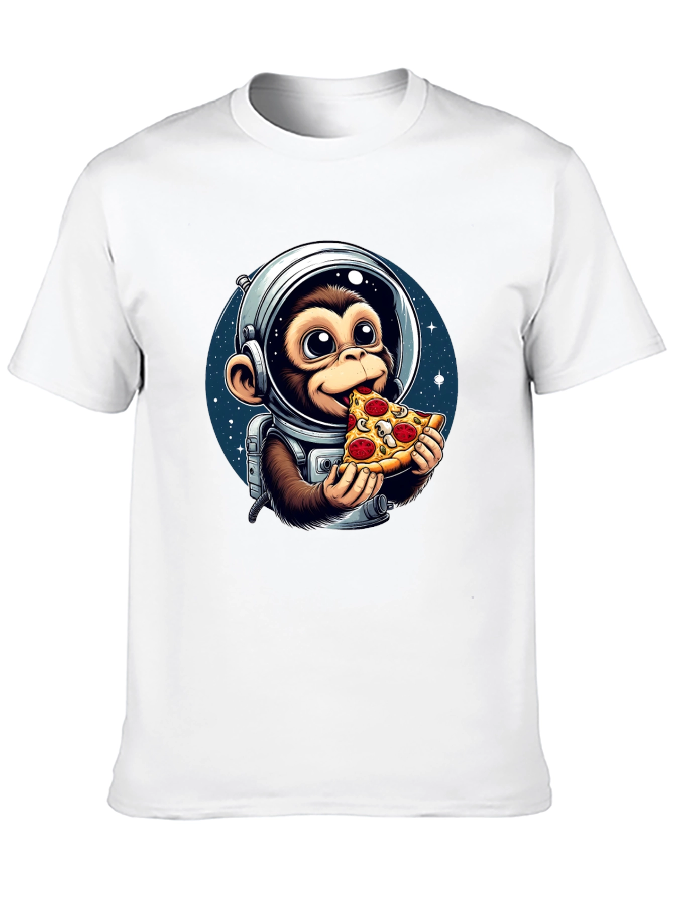 Monkey Astronaut Eating Pizza T-Shirt
