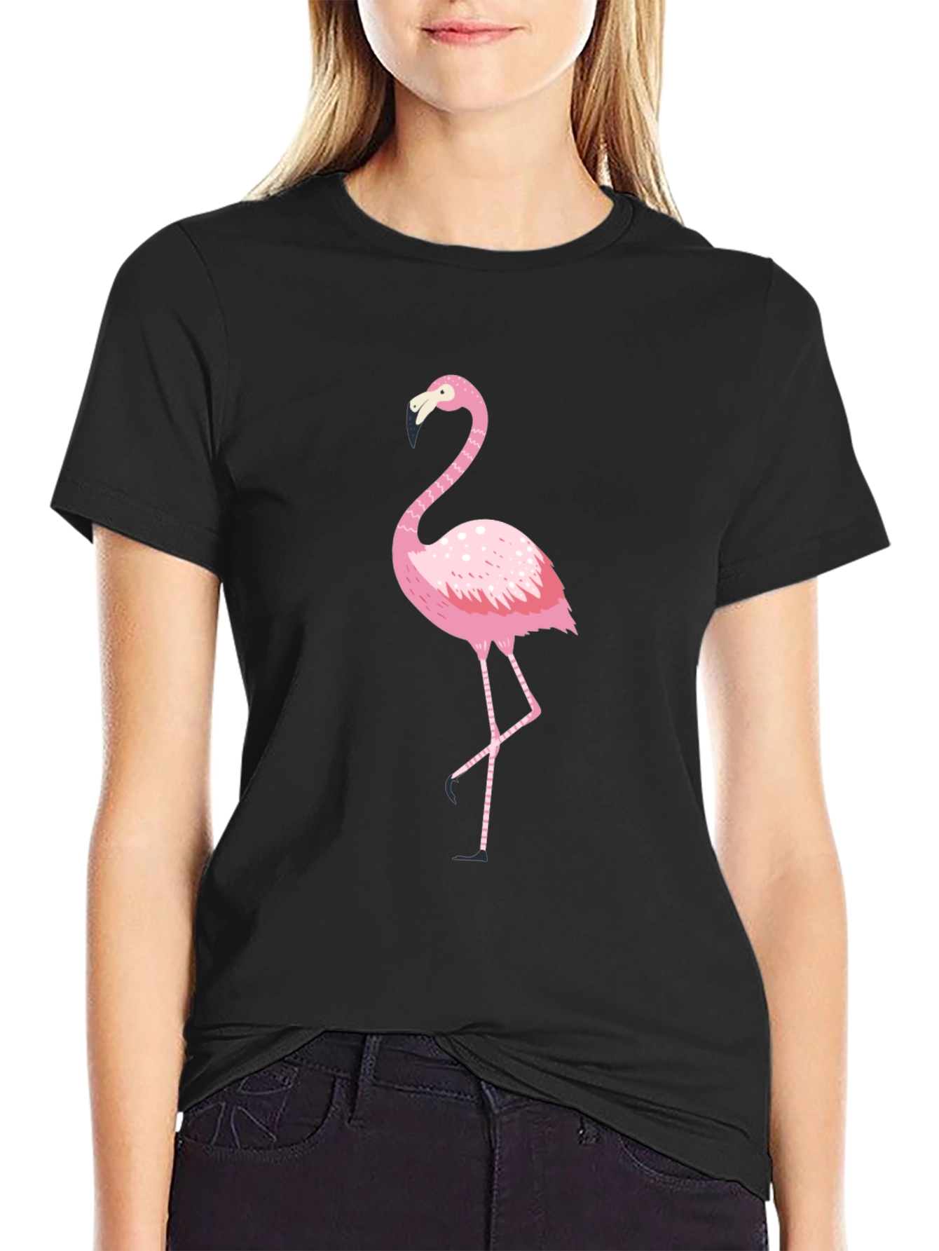 Pink Flamingo Black T-Shirt