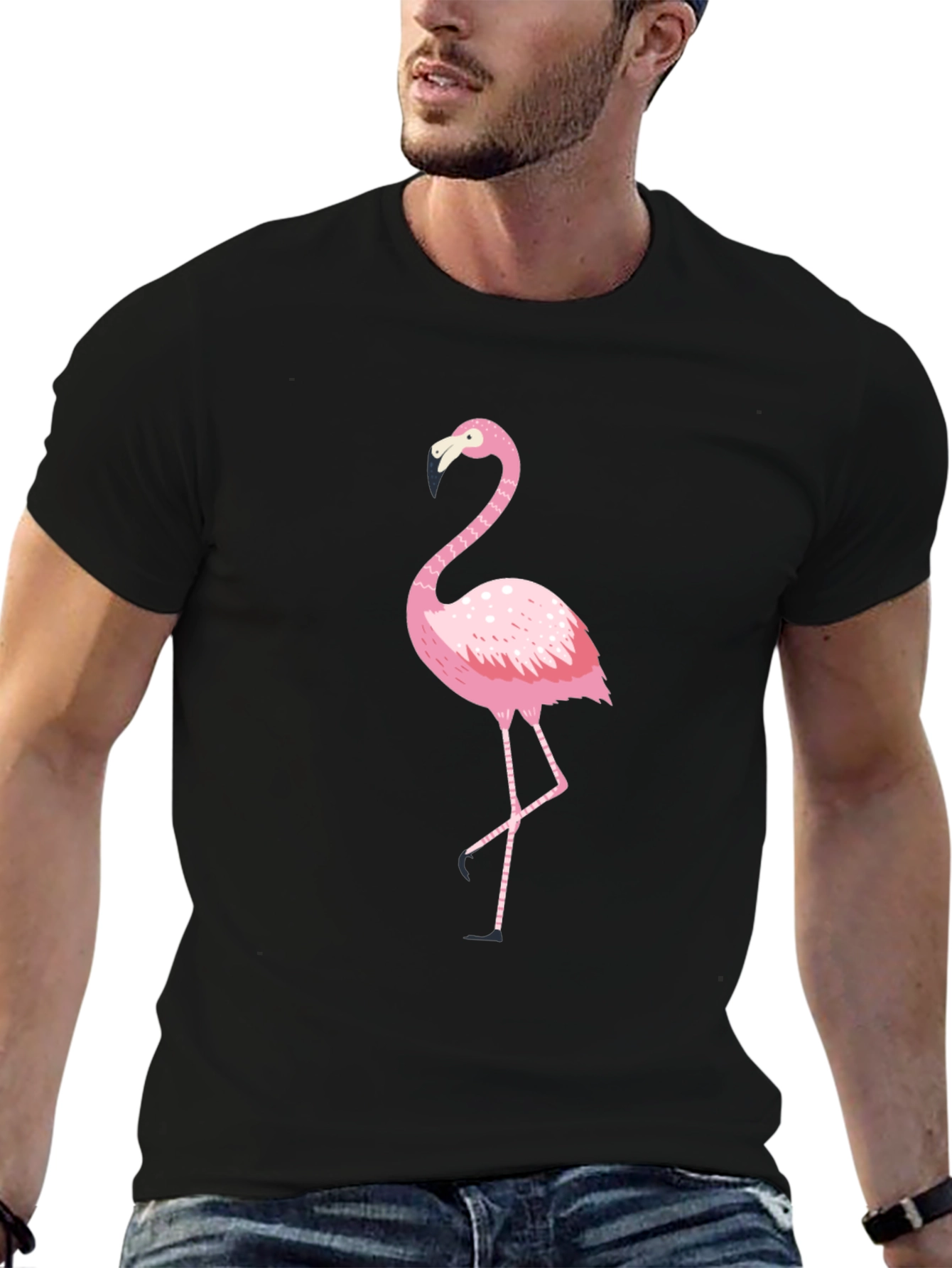 Pink Flamingo Black T-Shirt