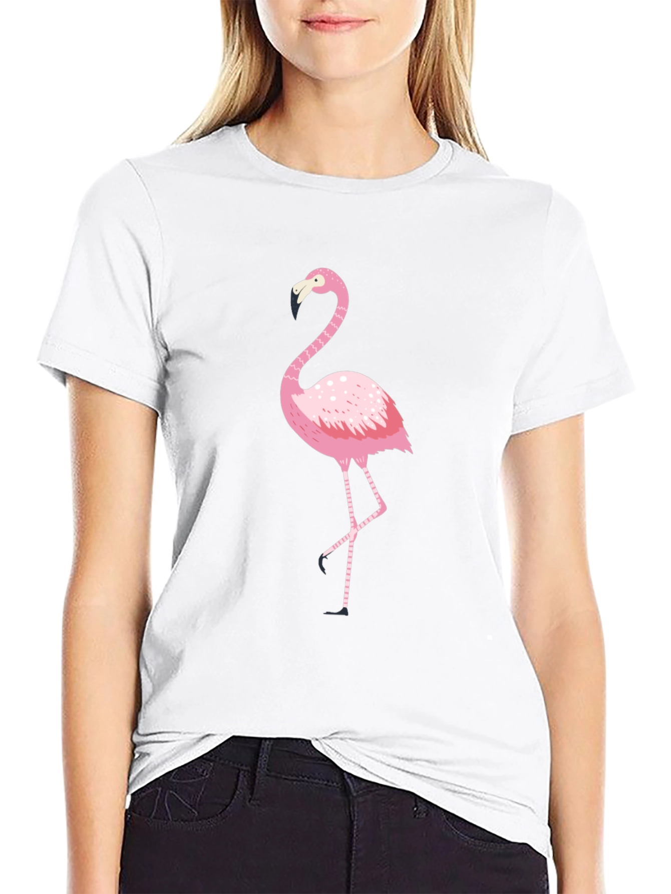 Pink Flamingo Black T-Shirt