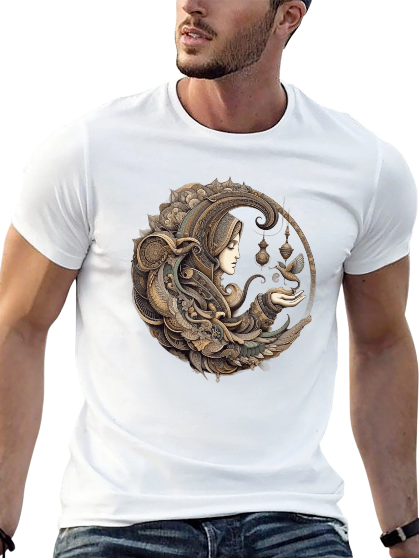 Art Nouveau Woman & Dove Graphic Tee