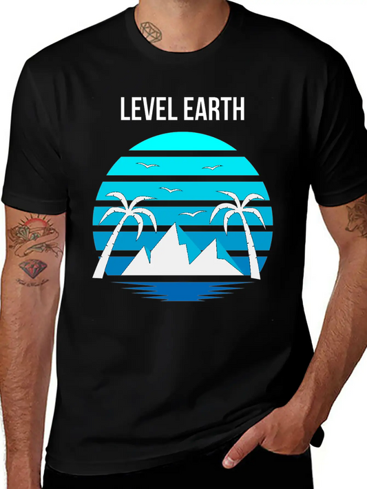 Level Earth Black Blue Unisex Casual T-Shirt – Clean Design For Daily Comfort