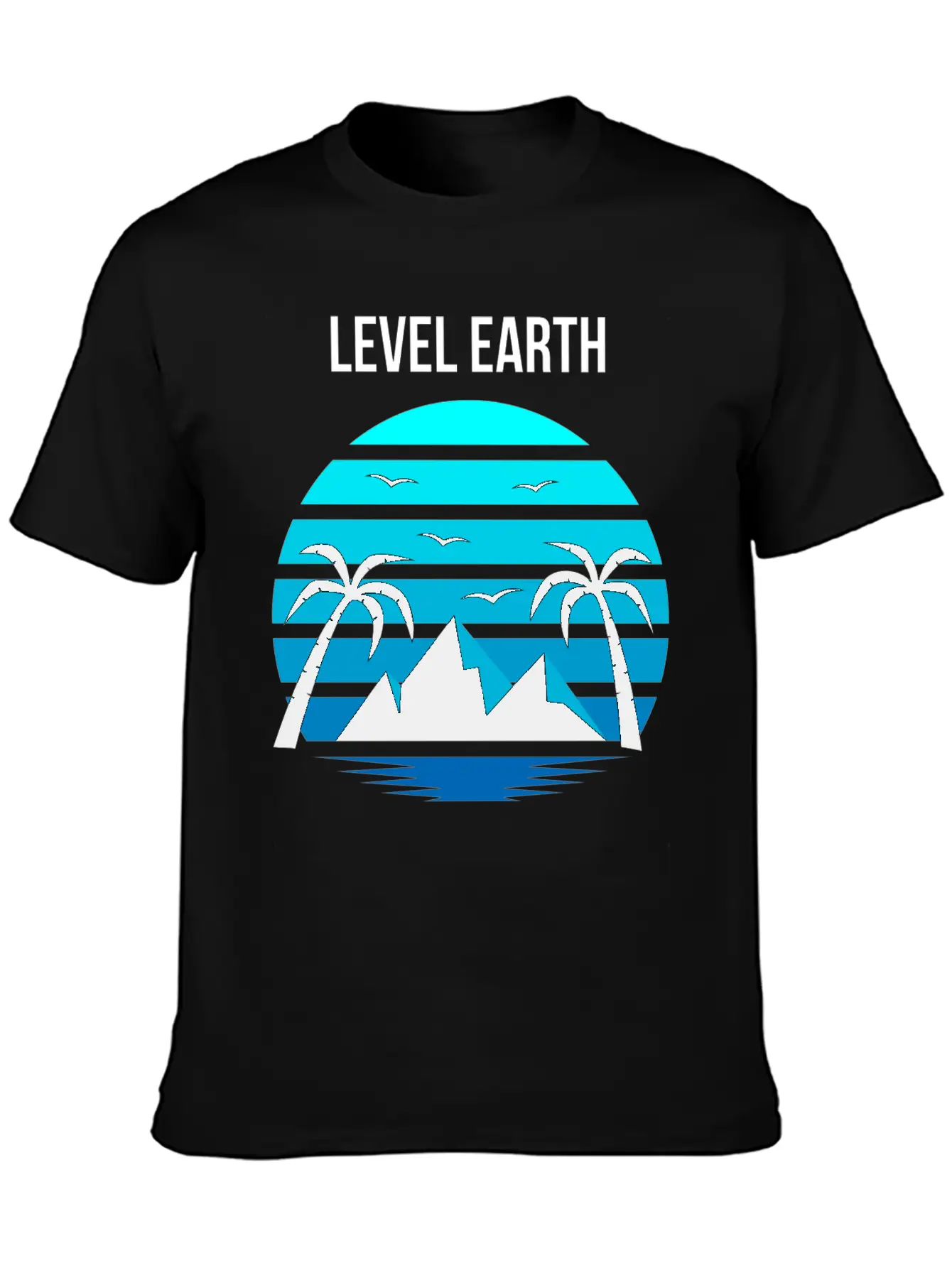 Level Earth Black Blue Unisex Casual T-Shirt – Clean Design For Daily Comfort