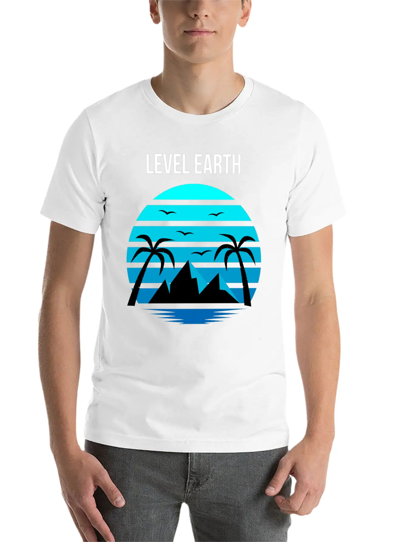 Level Earth Black Blue Unisex Casual T-Shirt – Clean Design For Daily Comfort