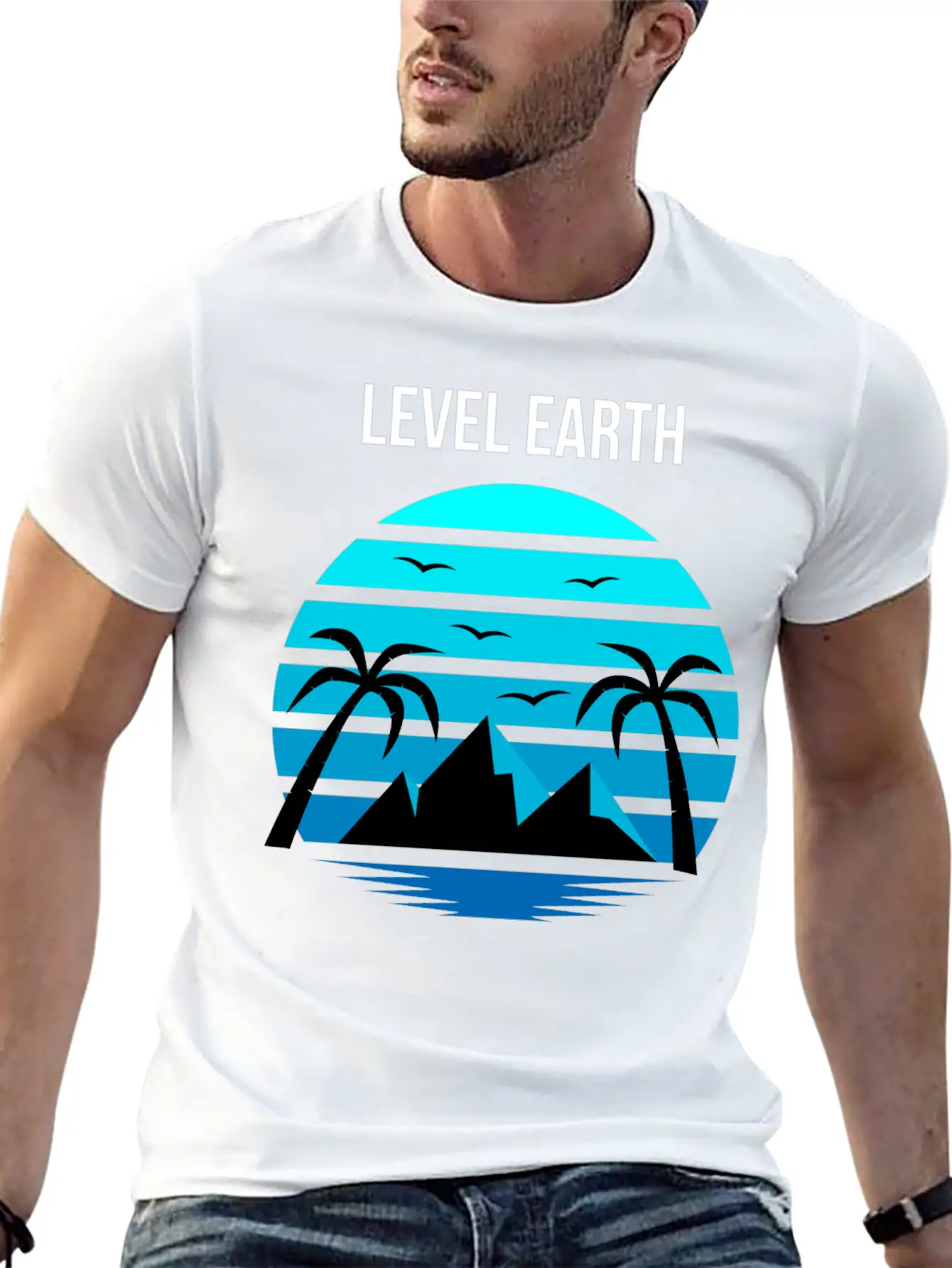 Level Earth Black Blue Unisex Casual T-Shirt – Clean Design For Daily Comfort