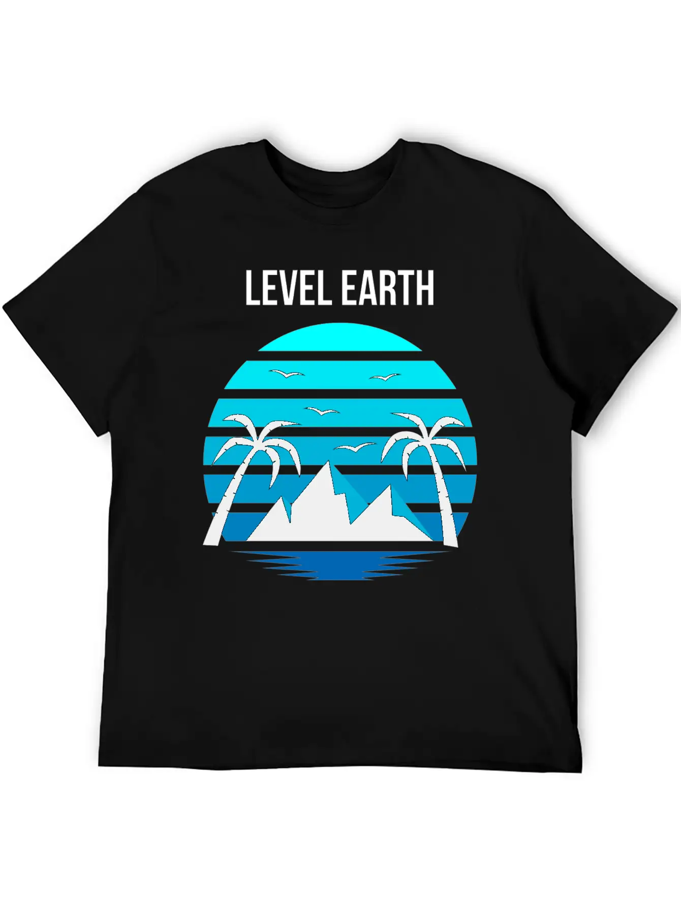 Level Earth Black Blue Unisex Casual T-Shirt – Clean Design For Daily Comfort