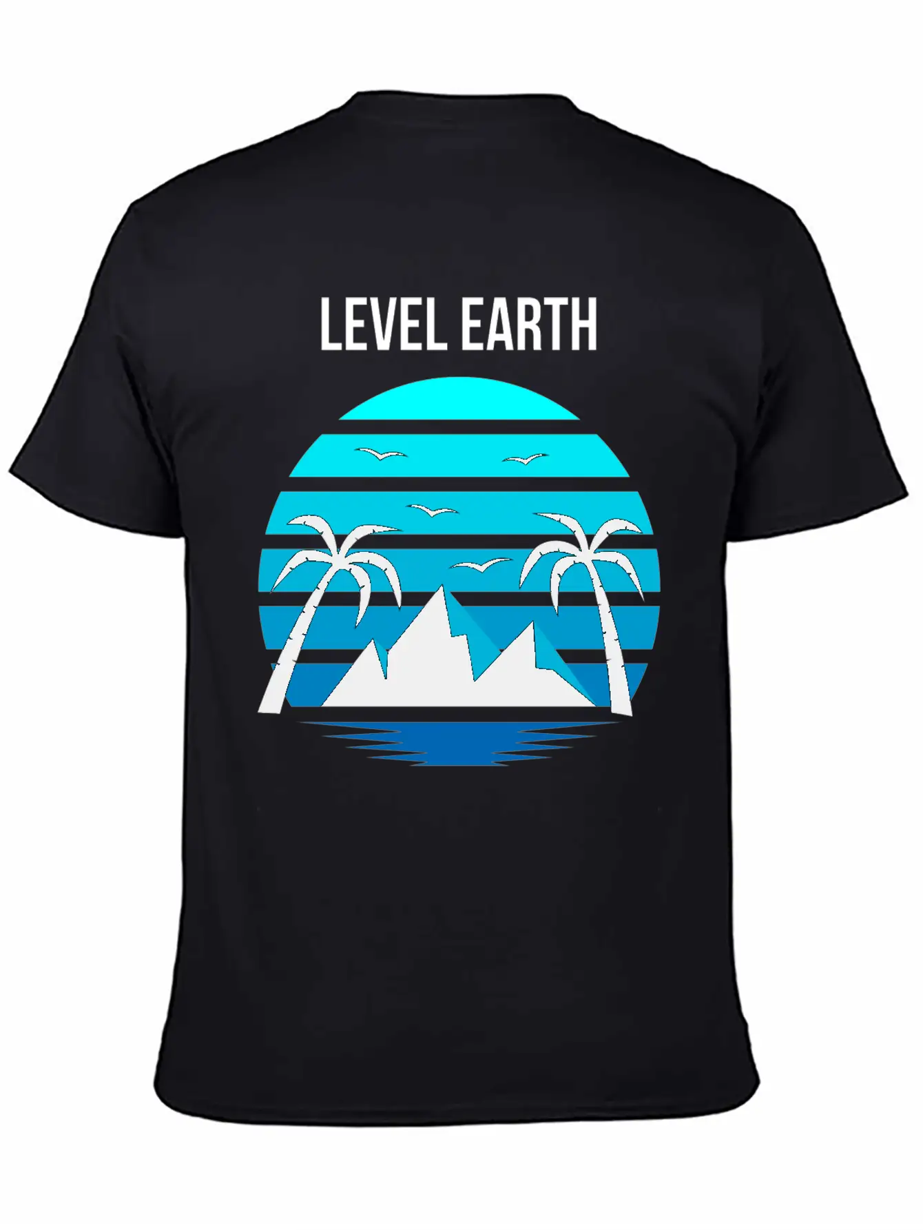 Level Earth Black Blue Unisex Casual T-Shirt – Clean Design For Daily Comfort