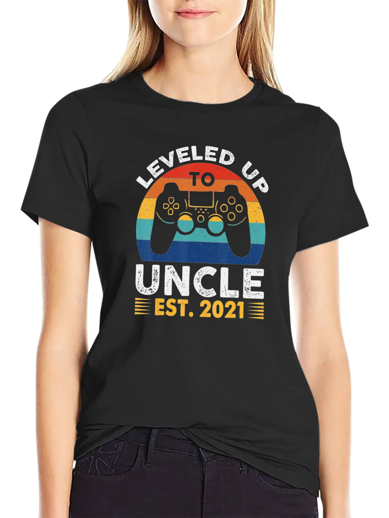 Leveled Up To Uncle Est 2021 Vintage Future Uncle Unisex Casual T-Shirt – Clean Design For Daily Comfort