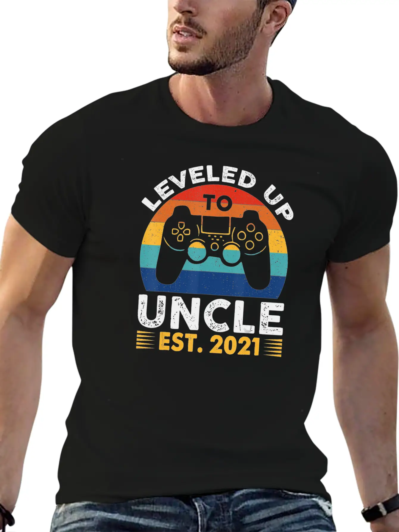Leveled Up To Uncle Est 2021 Vintage Future Uncle Unisex Casual T-Shirt – Clean Design For Daily Comfort