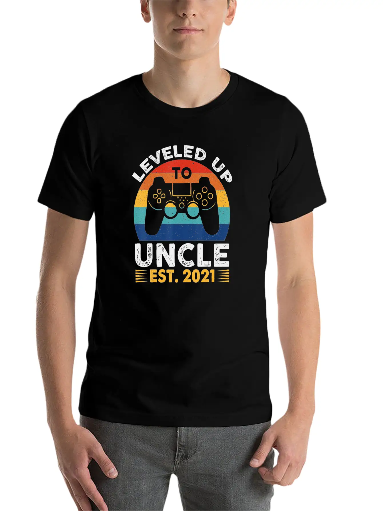 Leveled Up To Uncle Est 2021 Vintage Future Uncle Unisex Casual T-Shirt – Clean Design For Daily Comfort