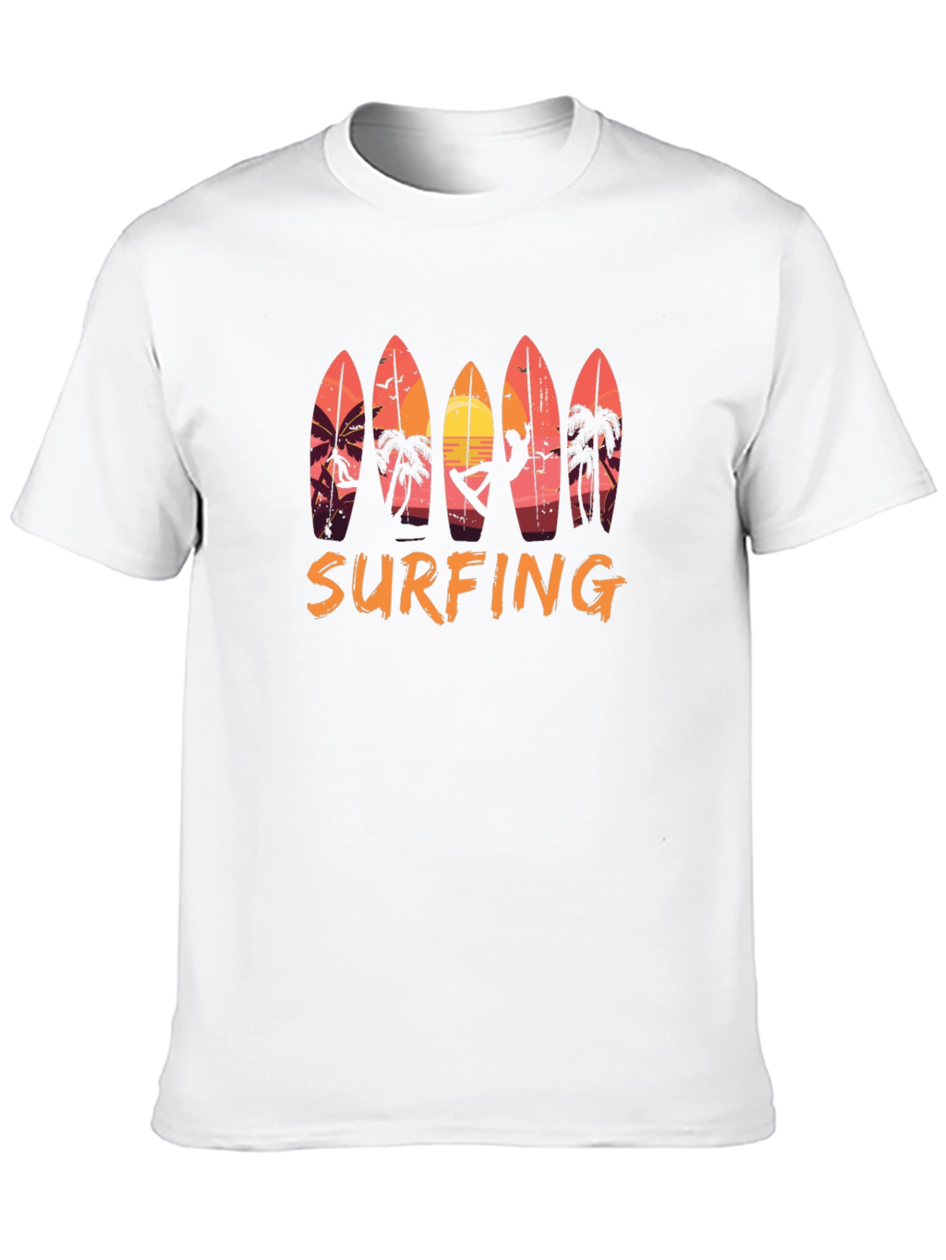 Surfing Sunset Graphic Tee - Beach Style Black T-Shirt