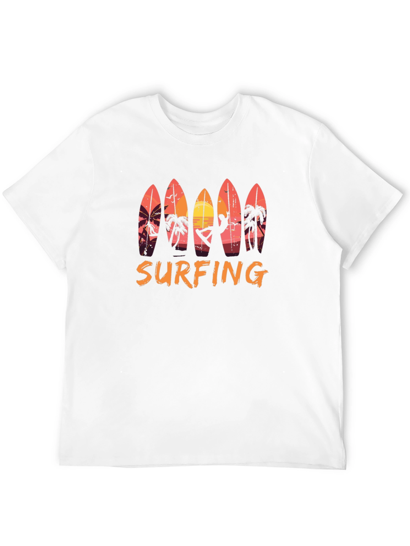 Surfing Sunset Graphic Tee - Beach Style Black T-Shirt