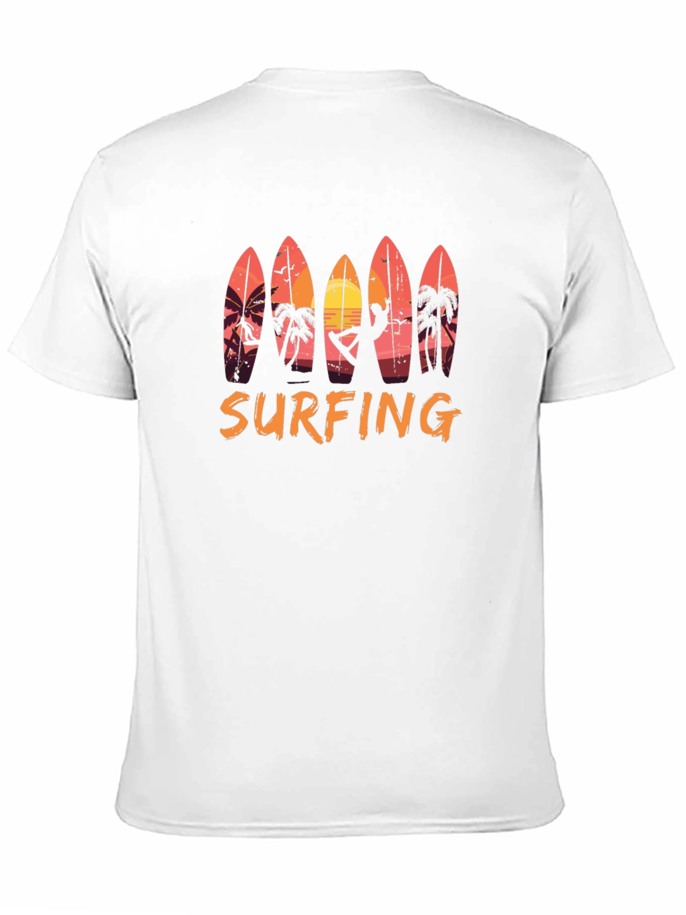 Surfing Sunset Graphic Tee - Beach Style Black T-Shirt