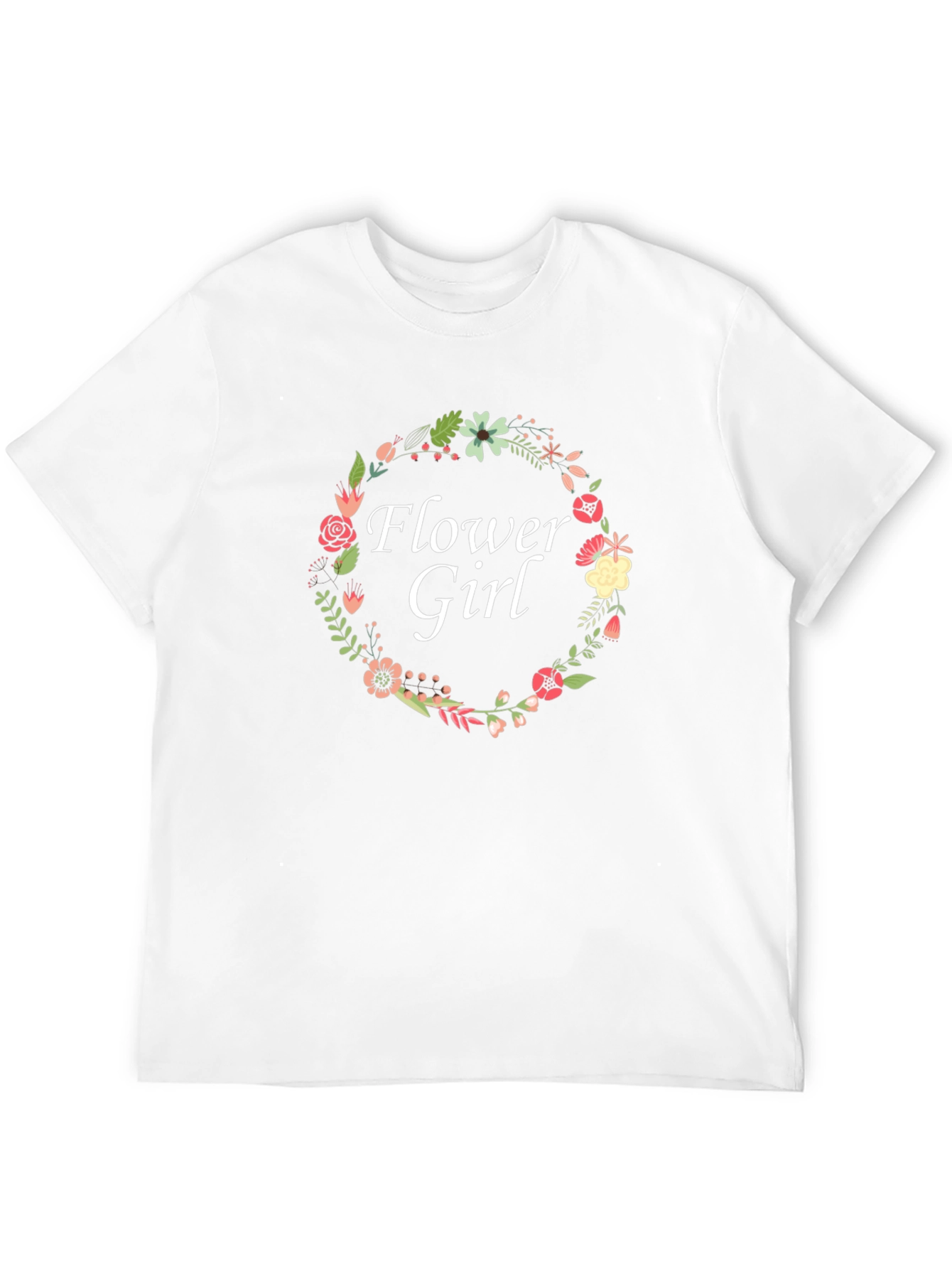 Flower Girl Floral Wreath Black T-Shirt