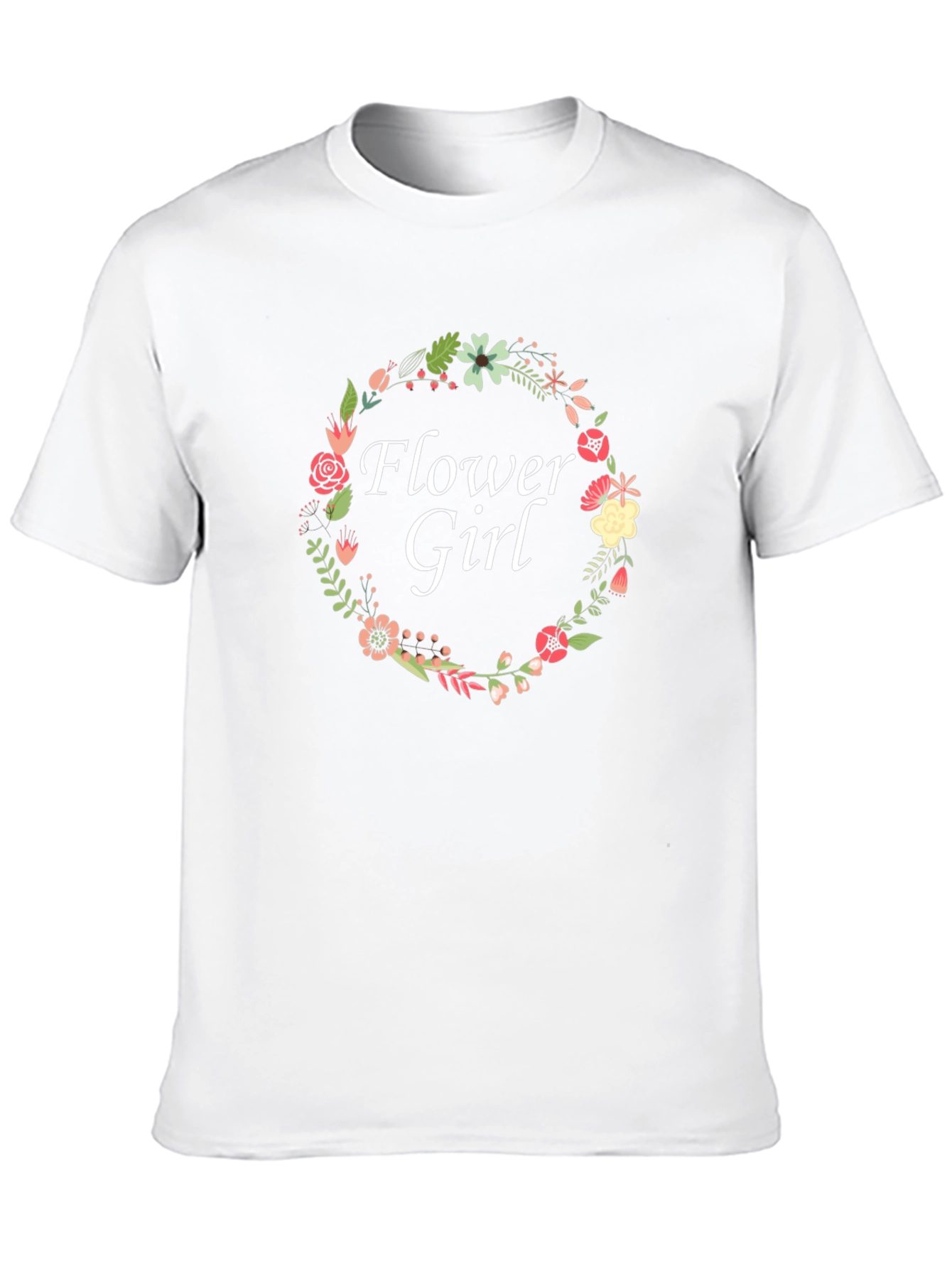 Flower Girl Floral Wreath Black T-Shirt