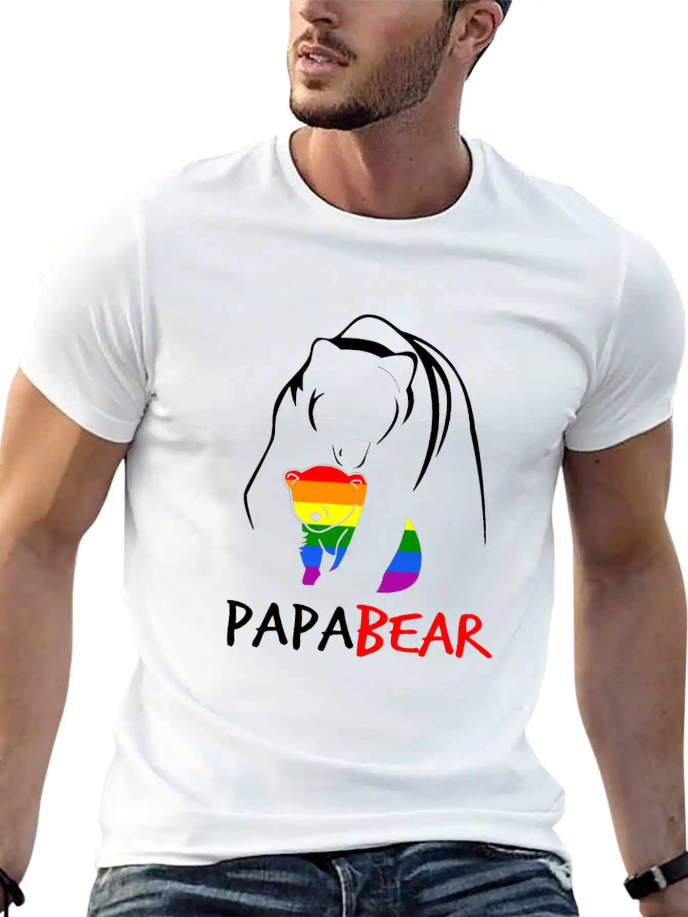 LGBT Papa Bear T Shirt Gay Pride Equal Rights Rain Unisex Casual T-Shirt – Clean Design For Daily Comfort