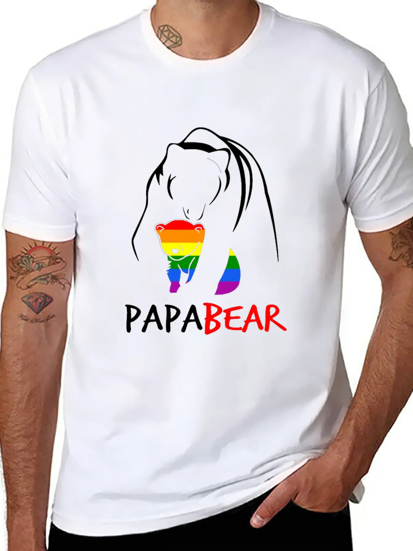LGBT Papa Bear T Shirt Gay Pride Equal Rights Rain Unisex Casual T-Shirt – Clean Design For Daily Comfort