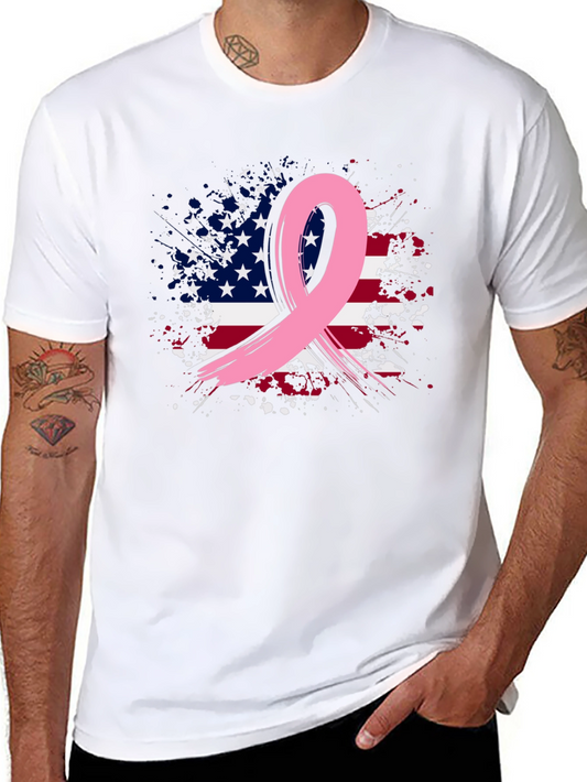Breast Cancer Awareness USA Flag T-Shirt
