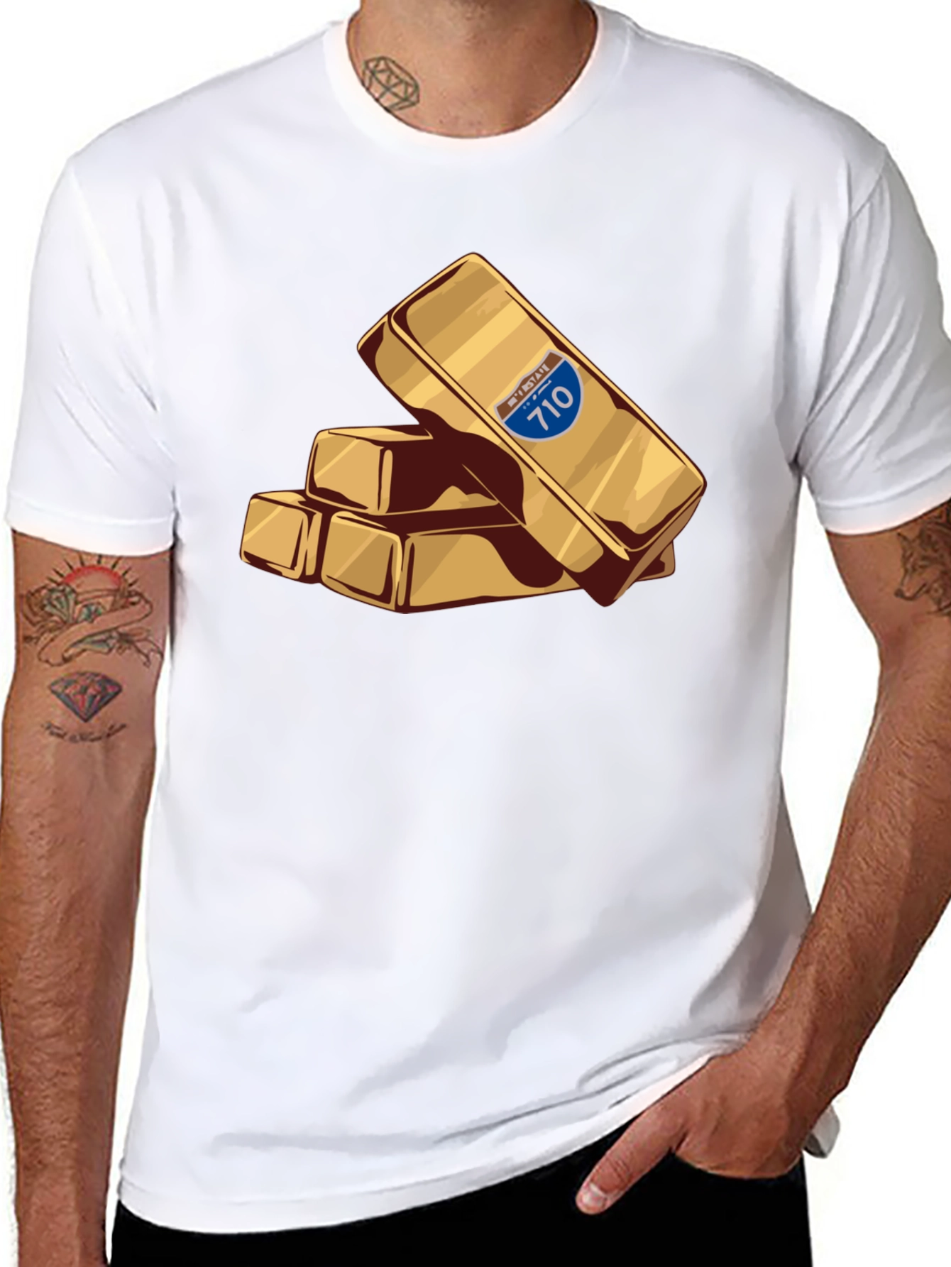 Interstate 710 Gold Bar Stack Tee