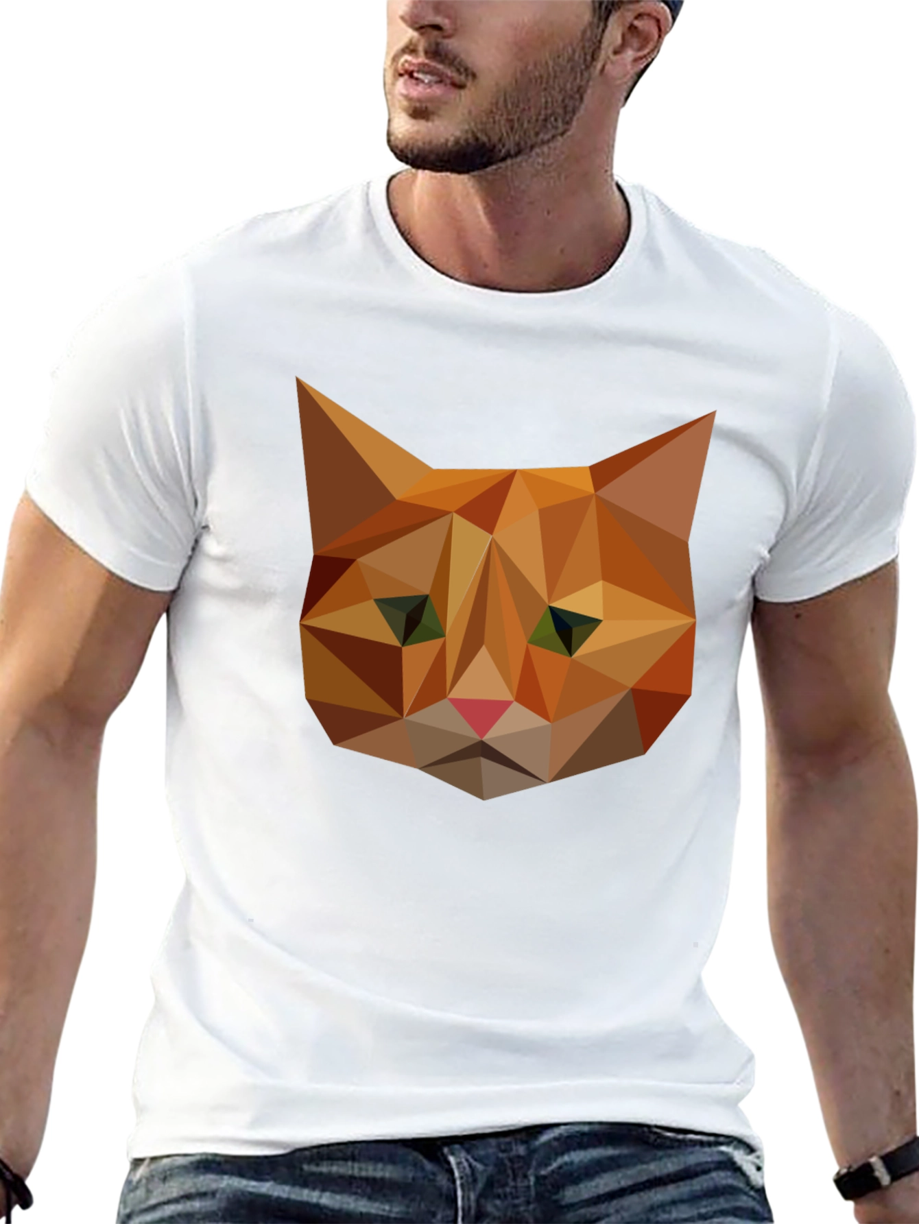 Geometric Cat Tee - Modern Graphic Print